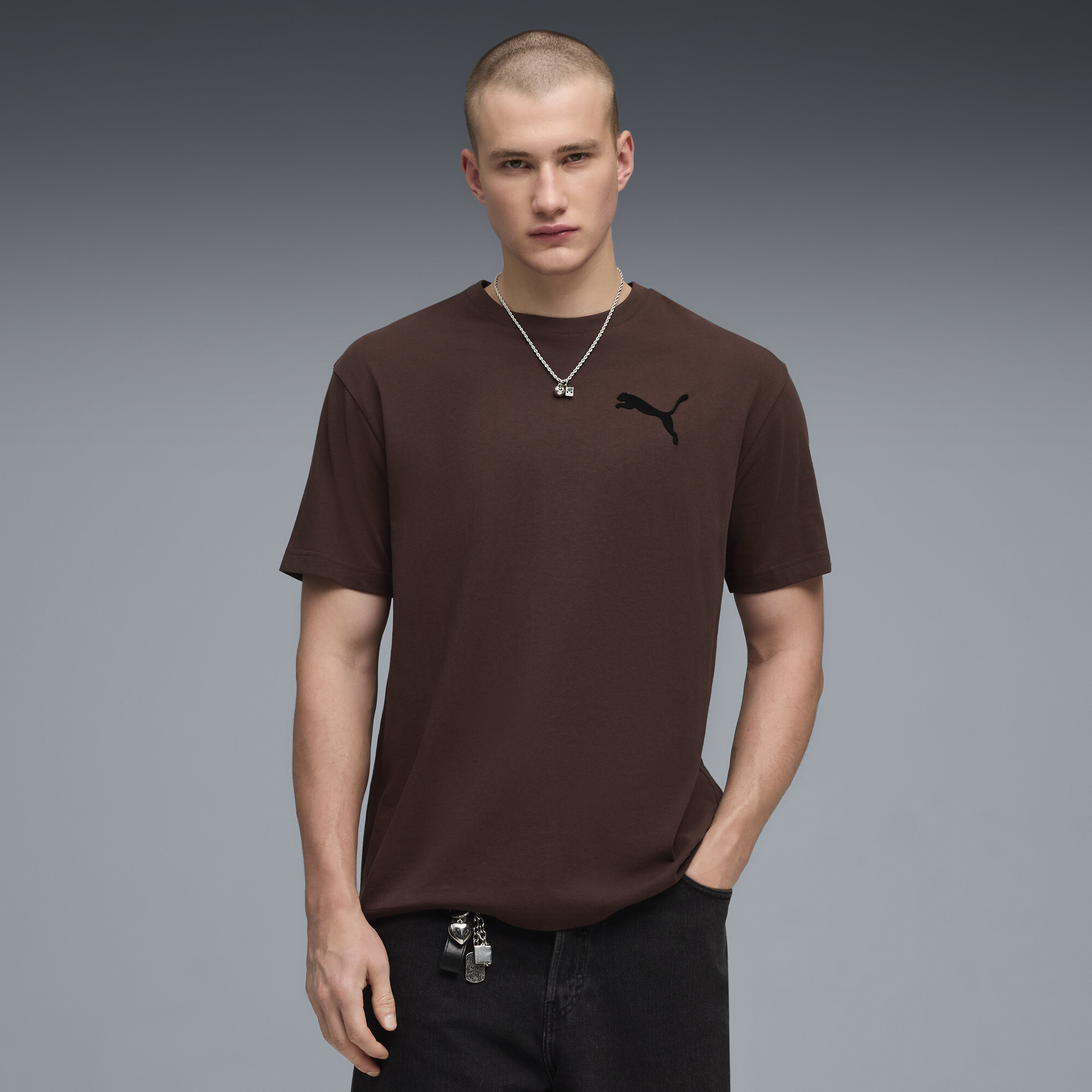 PUMA Essentials Elevated Cat-logo relaxed T-shirt voor Heren, Bruin, Maat L thumbnail 4