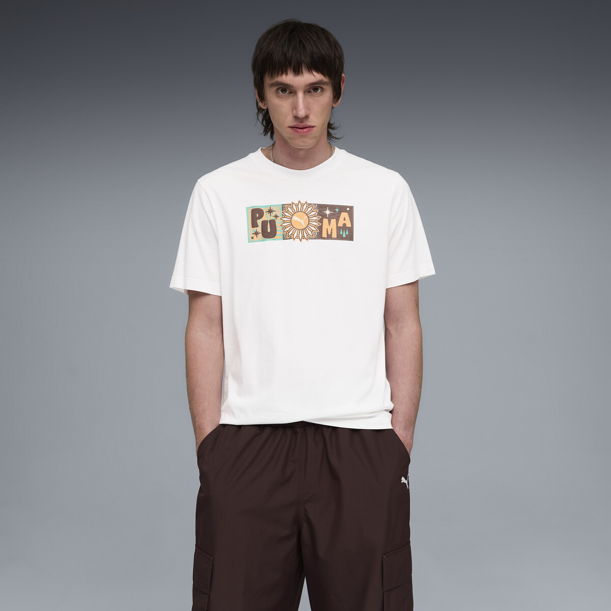 Sunset Drive Graphic T-Shirt Men in White by PUMA, Medium