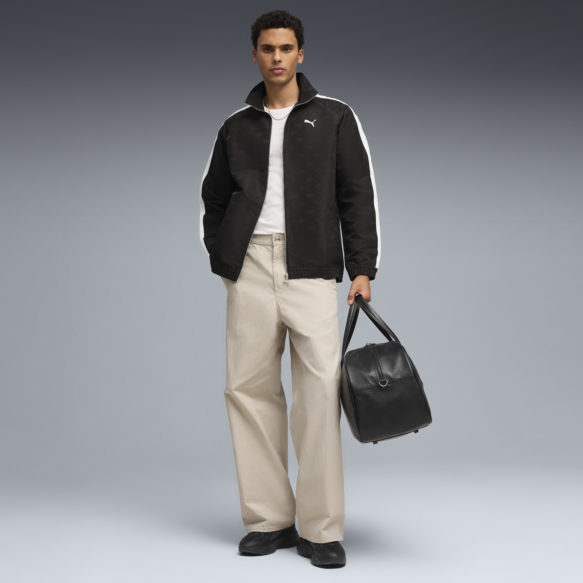 PUMA T7 geweven trainingsjack voor Heren, Zwart, Maat S thumbnail 4