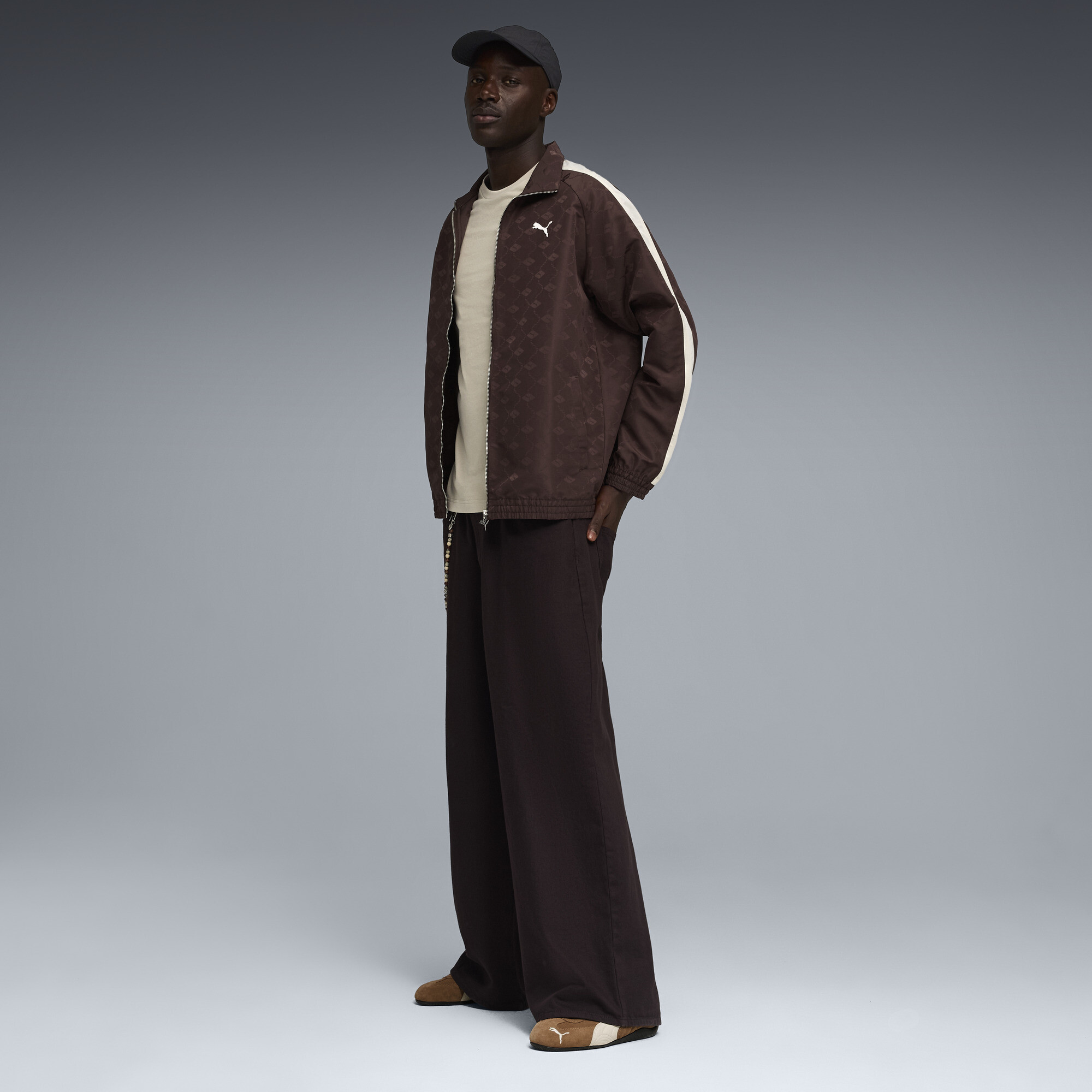 PUMA T7 geweven trainingsjack voor Heren, Bruin, Maat L thumbnail 4