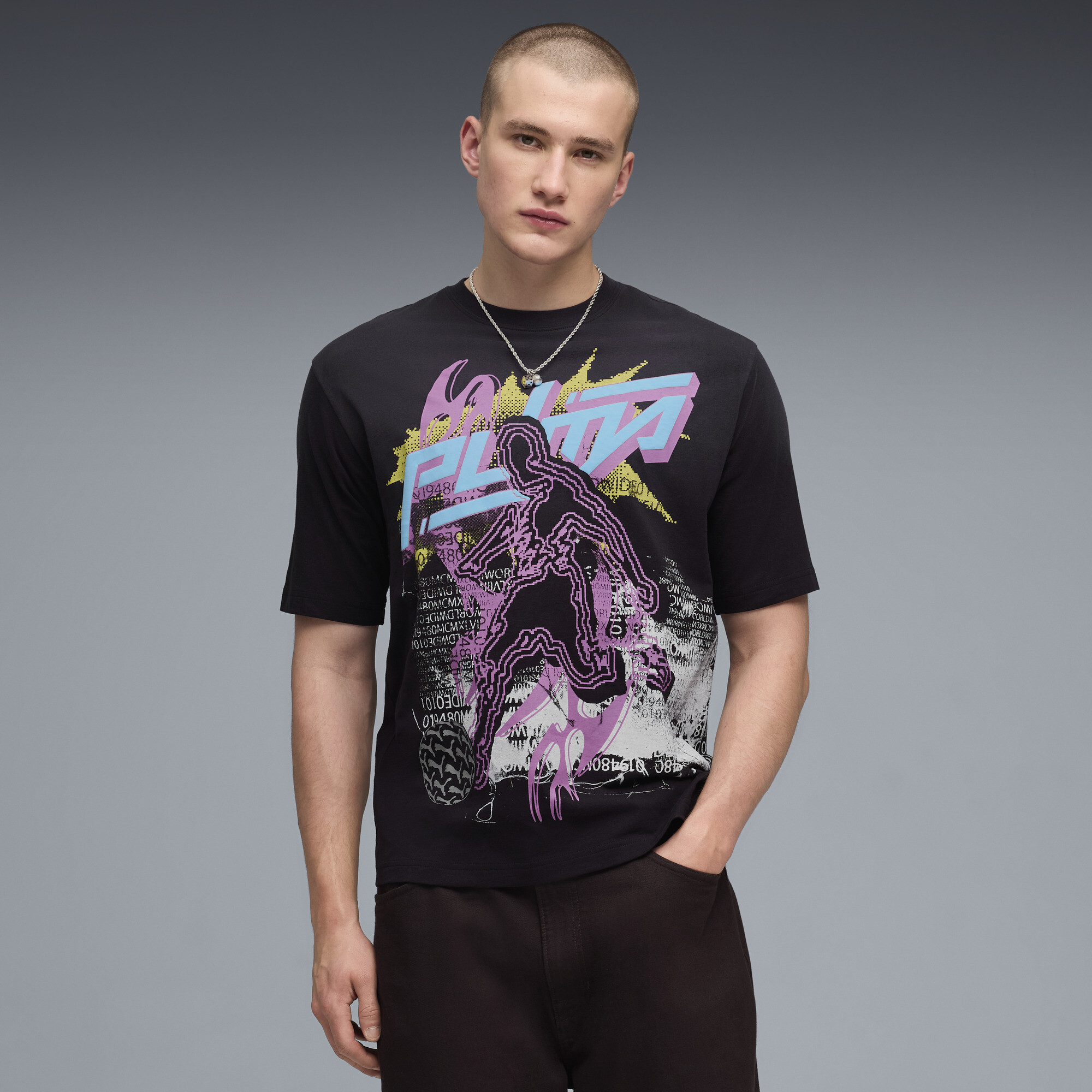 PUMATECH-X Men's Washed Boxy T-Shirt in Black, Size XL