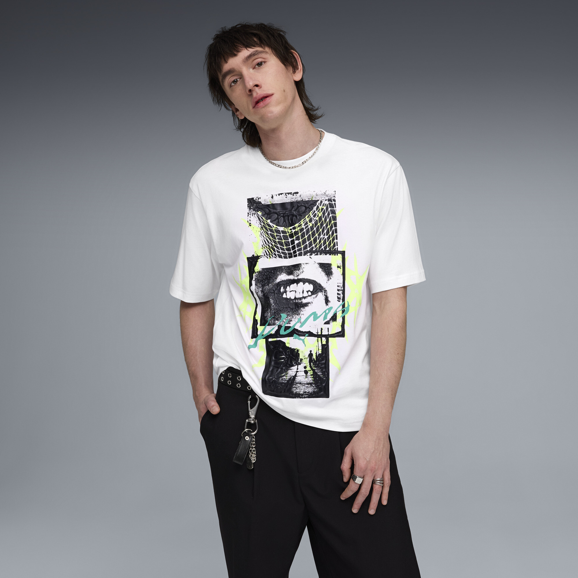PUMATECH-X Men's Boxy Graphic T-Shirt in White, Size S