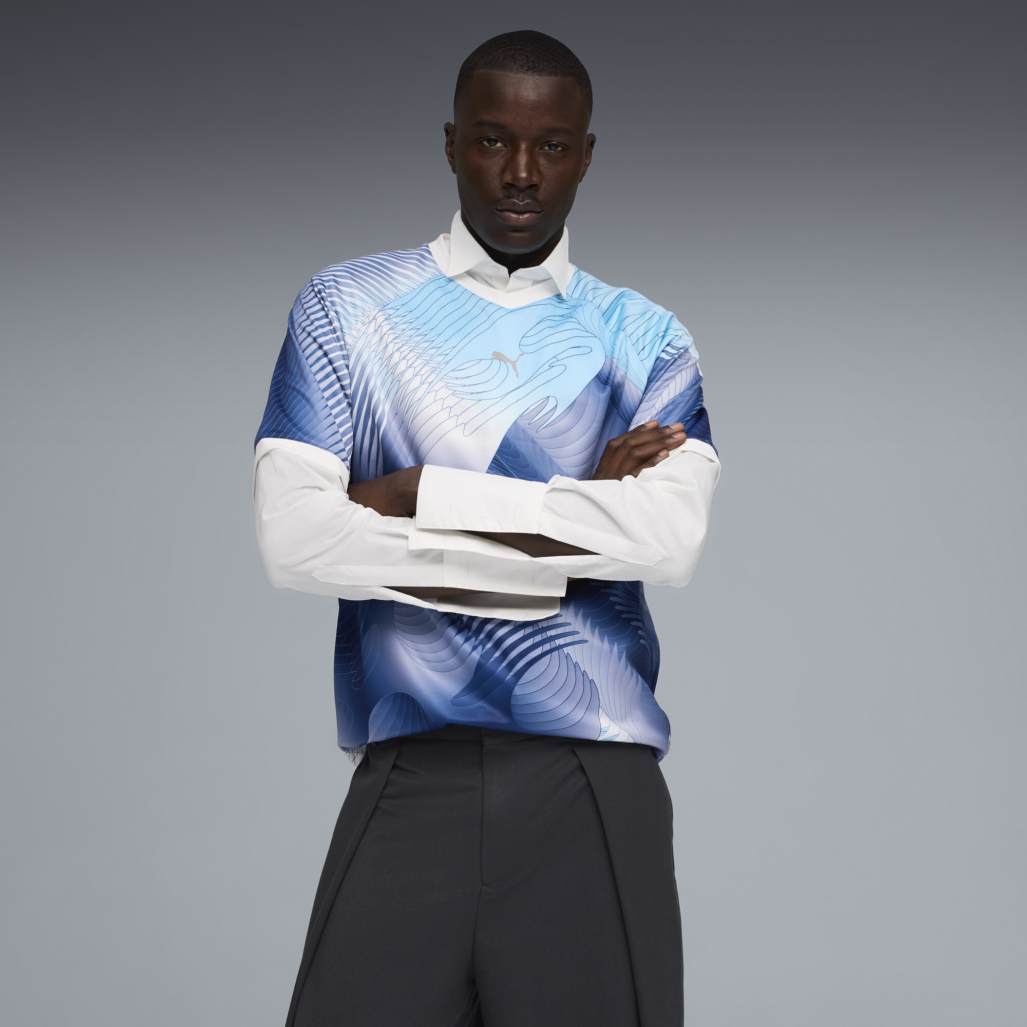 Puma Men's Tech-X Relaxed Short Sleeve Jersey in Blue - Size Large