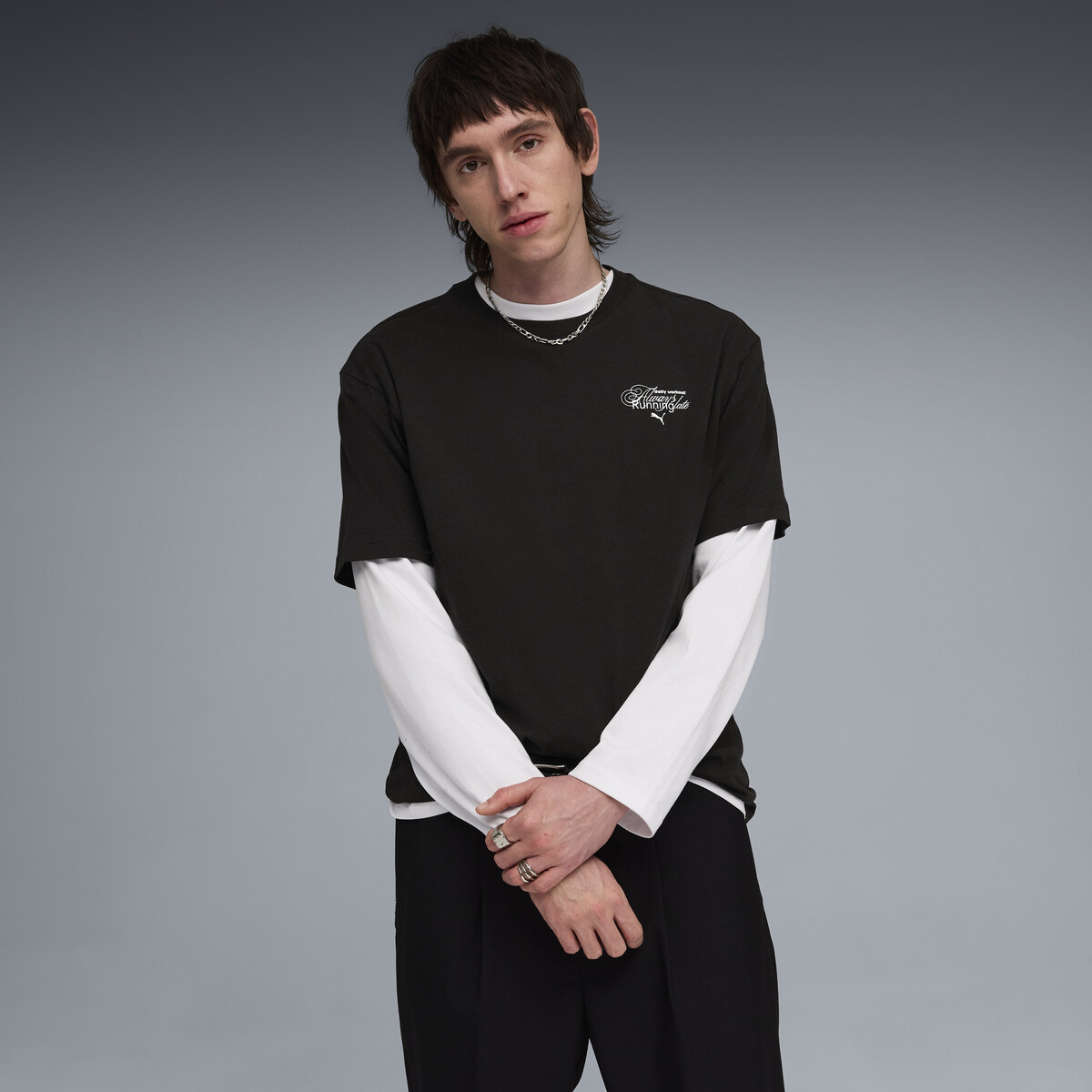 Graphic Slogan Relaxed T-Shirt Men in Black by PUMA, Small