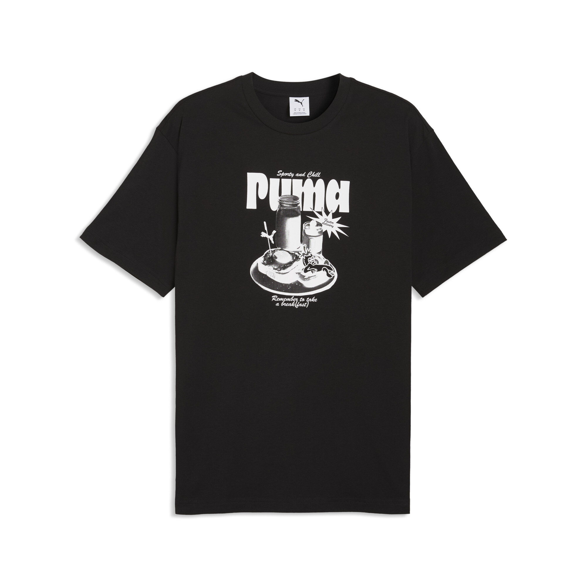 PUMA Relaxed T-shirt met ontbijtafdruk voor Heren, Zwart, Maat M thumbnail 3