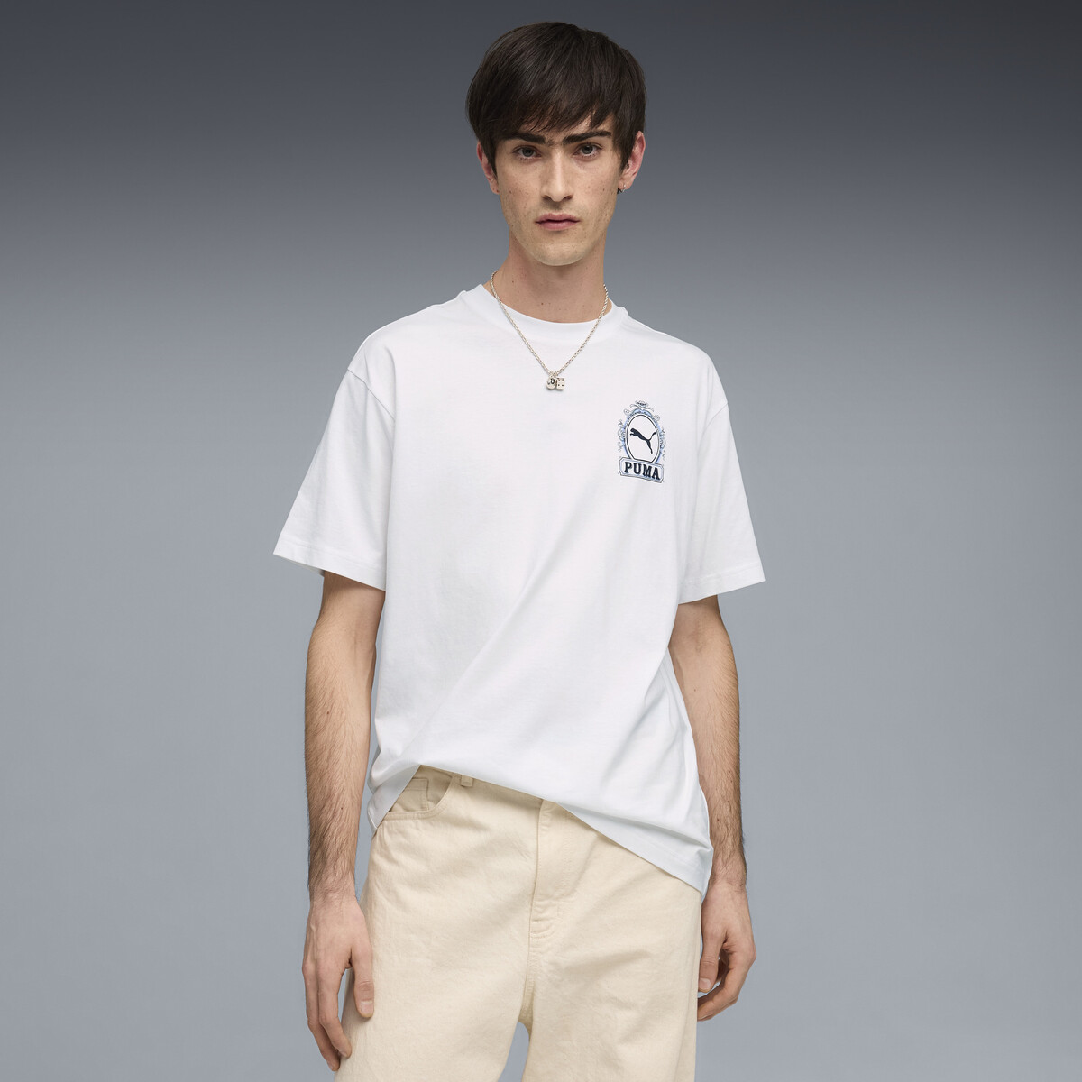 Graphic Relaxed T-Shirt Men in White by PUMA, Small