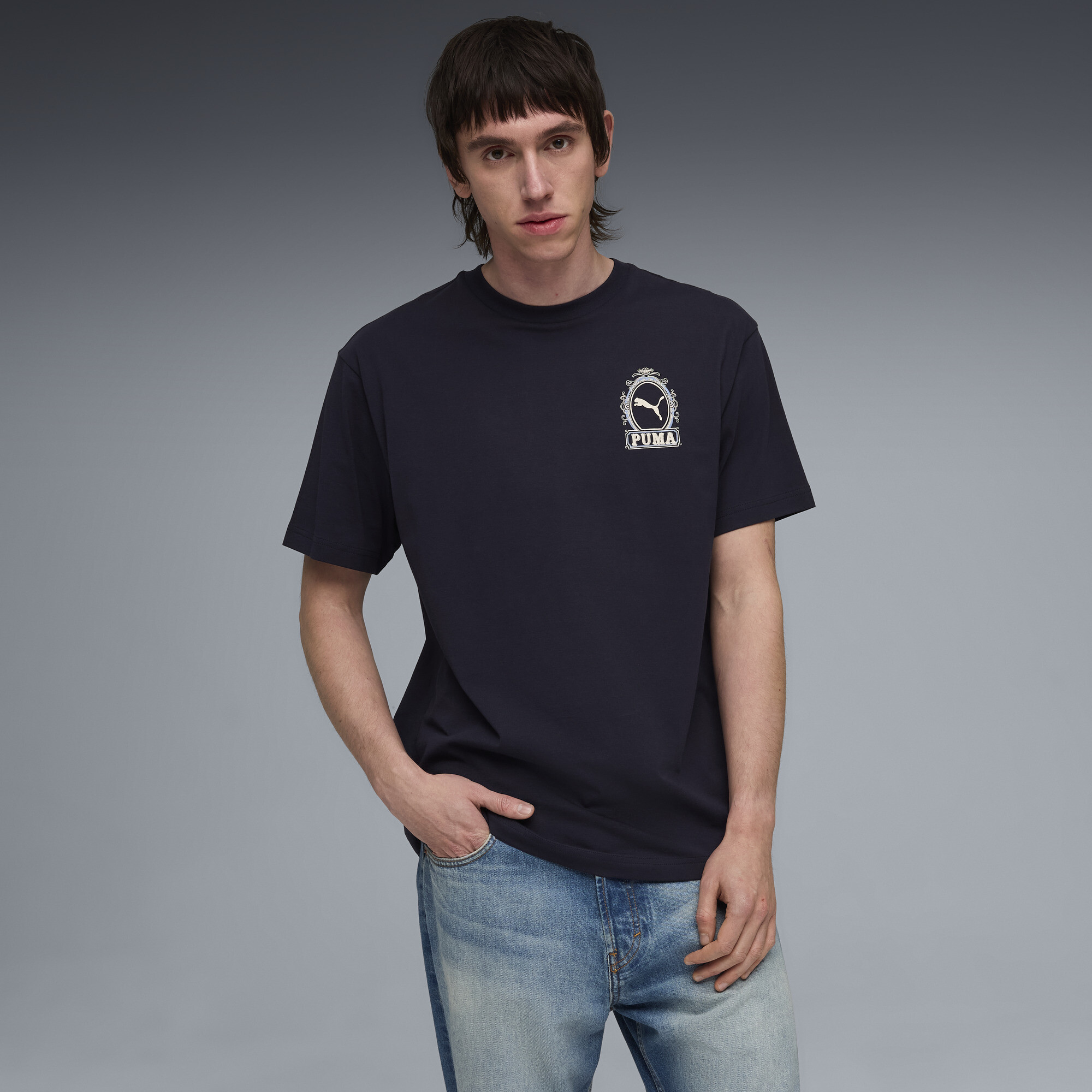 PUMA Graphic Relaxed T-shirt voor Heren, Blauw, Maat XL