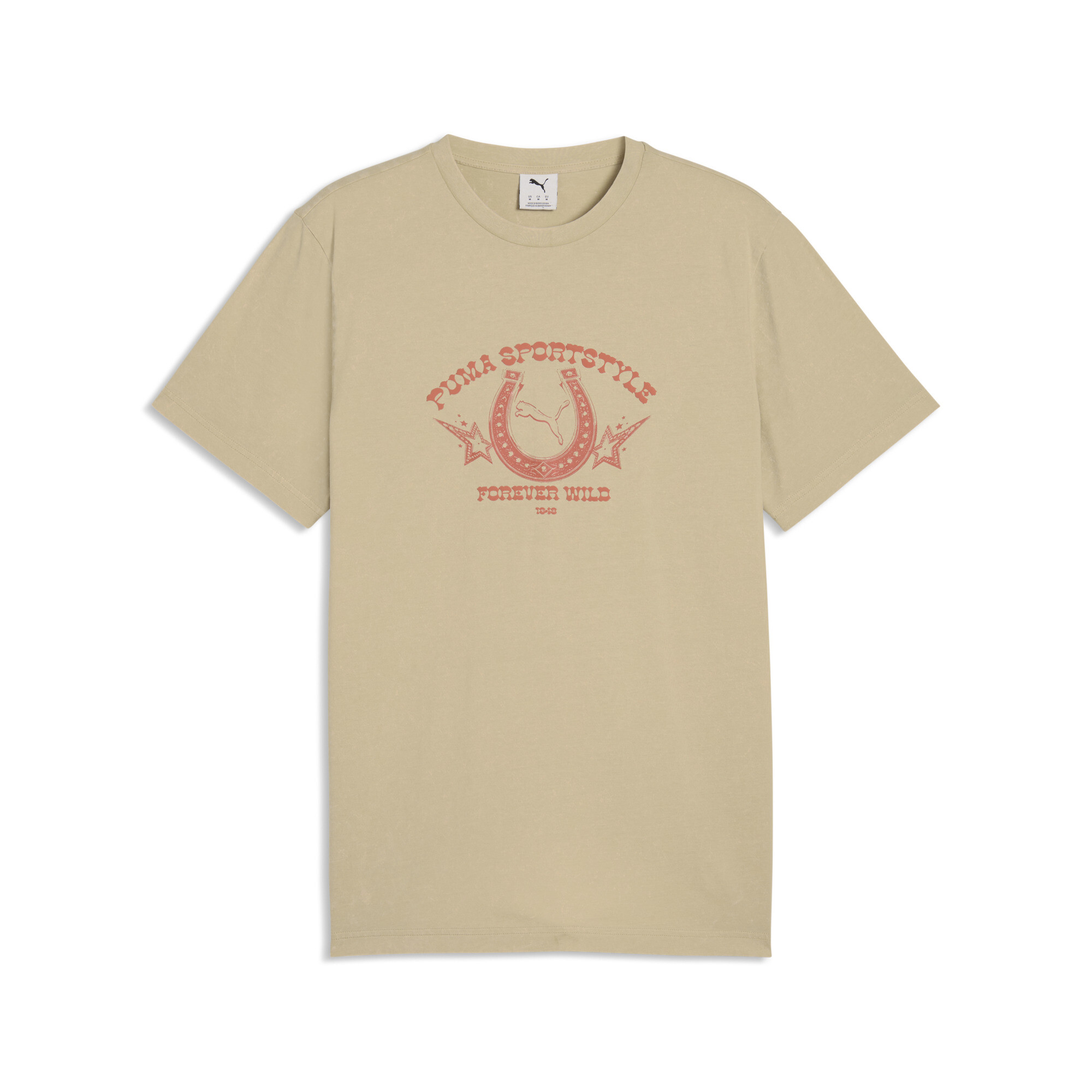 PUMA Verwassen T-shirt met retro-afbeelding voor Heren, Beige/Grijs, Maat L thumbnail 3