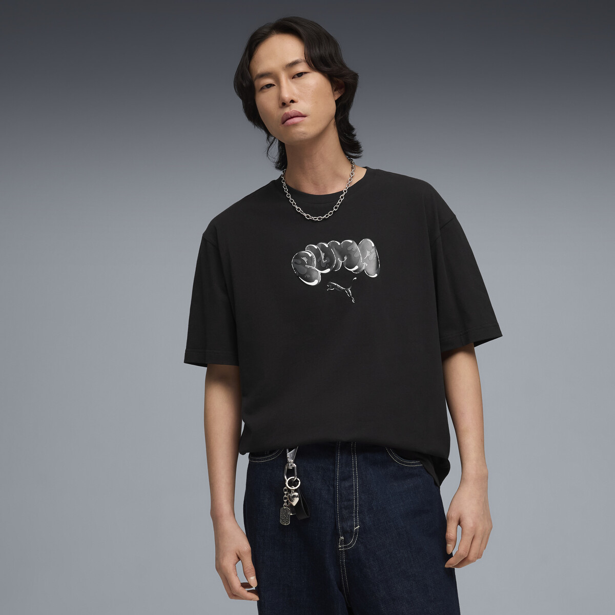 Graphic Balloon Art Relaxed T-Shirt Men in Black by PUMA, XS