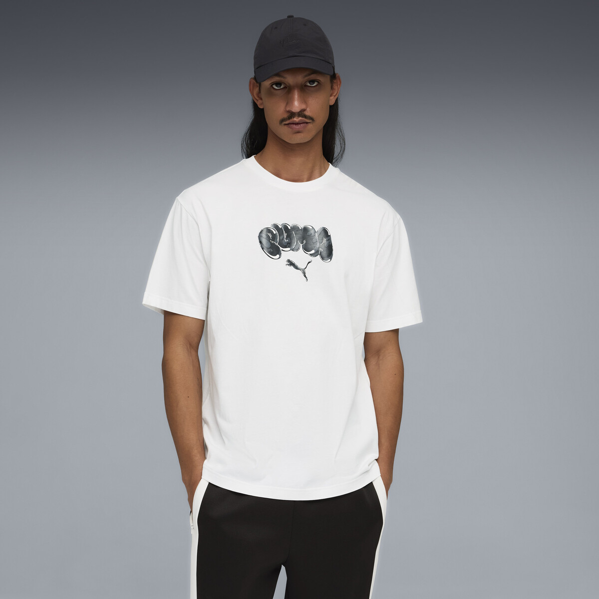 Graphic Balloon Art Relaxed T-Shirt Men in White by PUMA, XS