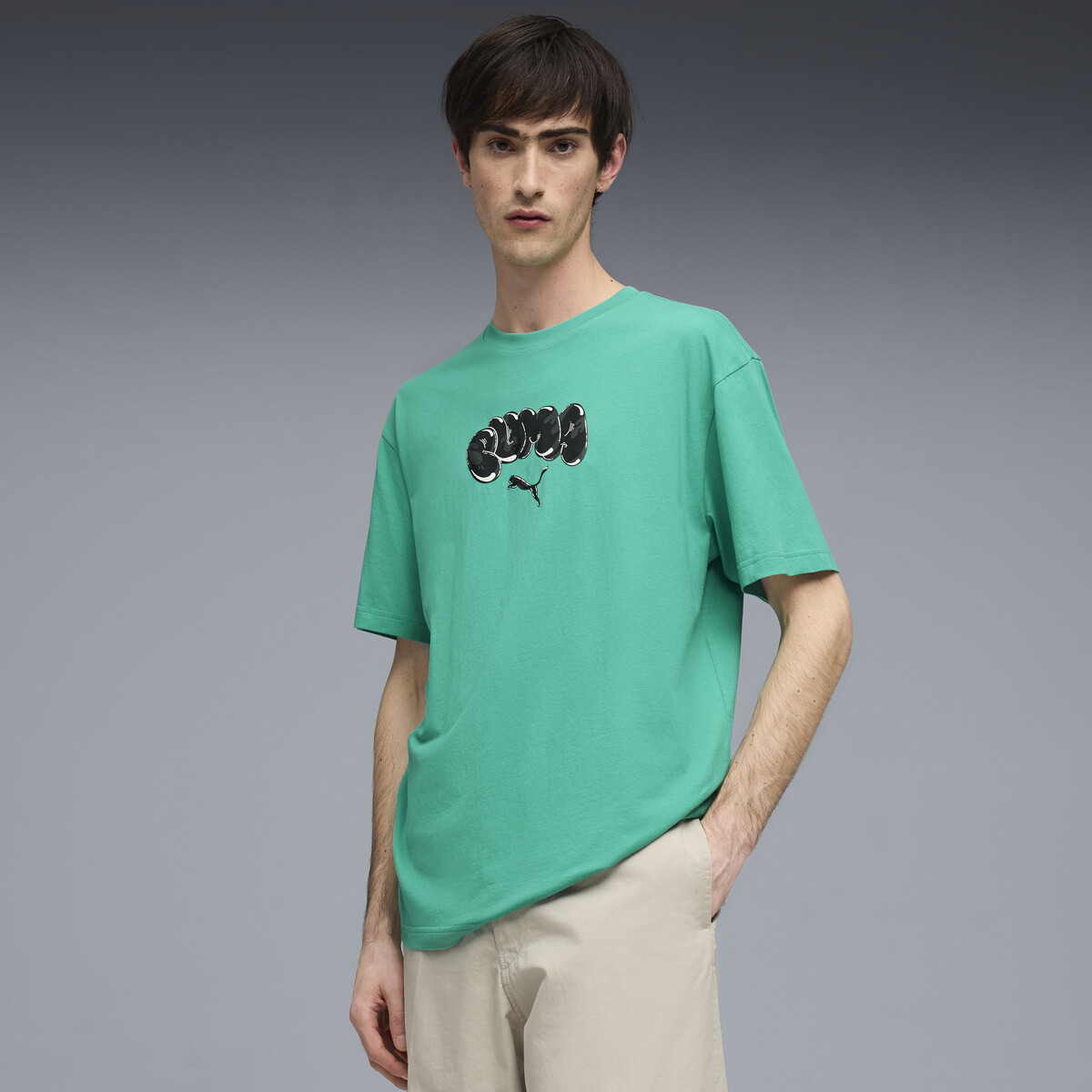 Graphic Balloon Art Relaxed T-Shirt Men in Vibrant Green by PUMA, Medium