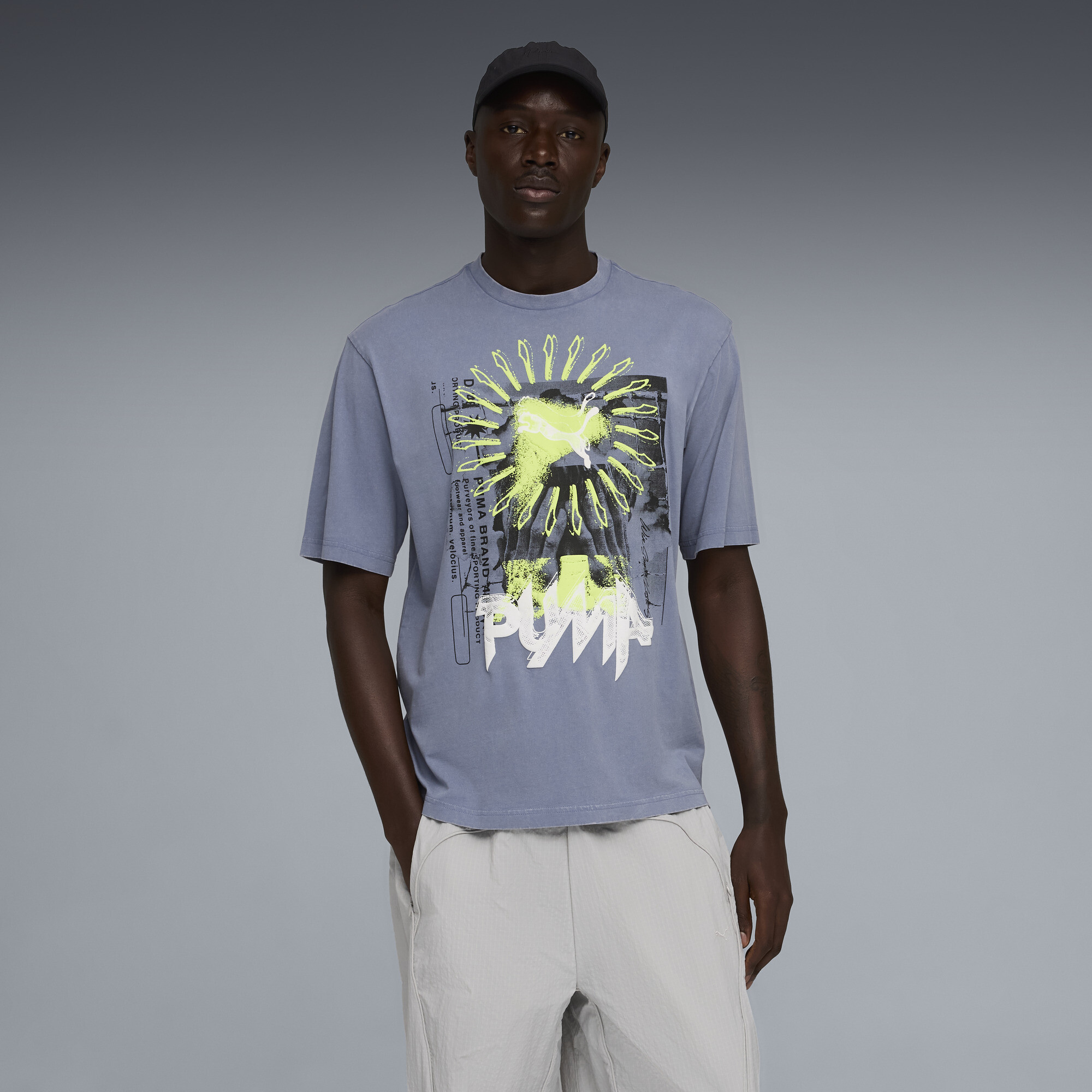 PUMA House of Graphics Men's Boxy T-Shirt in Grey, Size XL