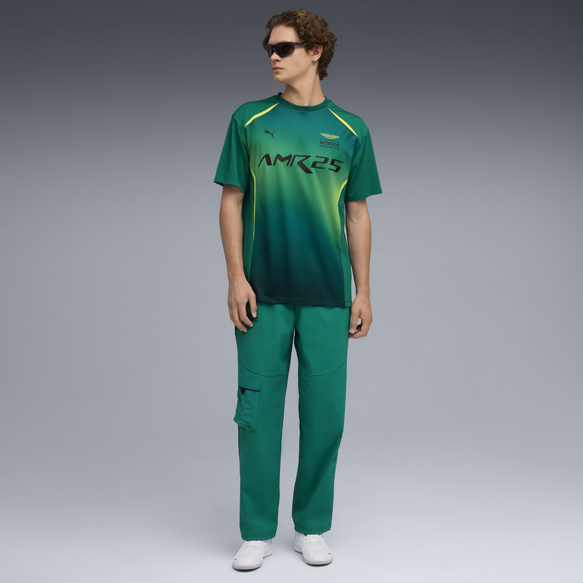 PUMA x ASTON MARTIN ARAMCO F1Â® TEAM lifestyle shirt voor Heren, Groen, Maat L thumbnail 4
