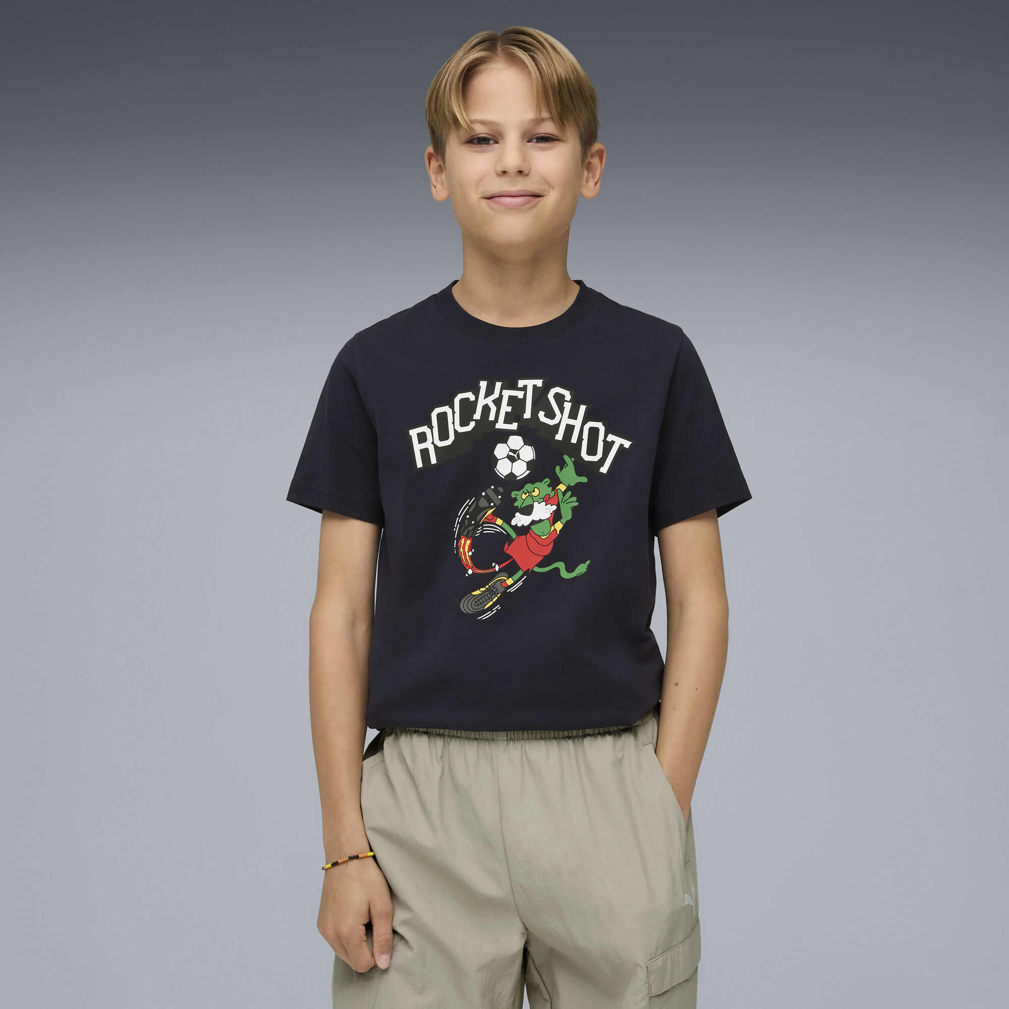 Super PUMA Big Kids' Graphic T-Shirt in Blue, Size L