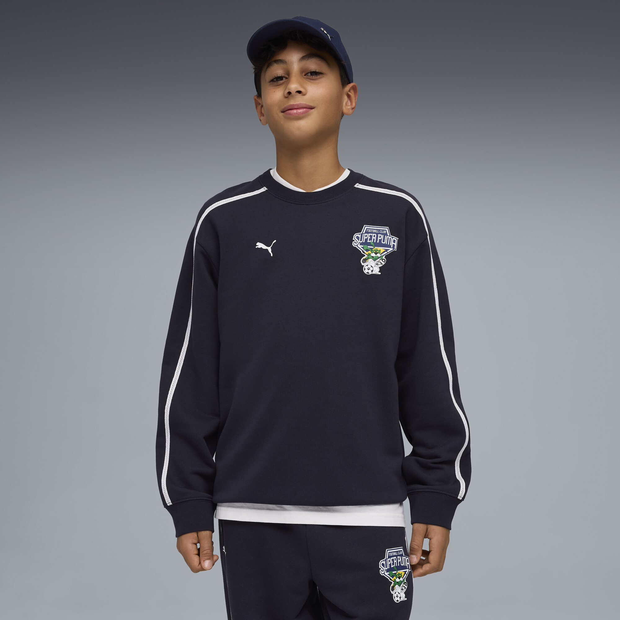 Super PUMA T7 Big Kids' Relaxed Sweatshirt in Blue, Size L