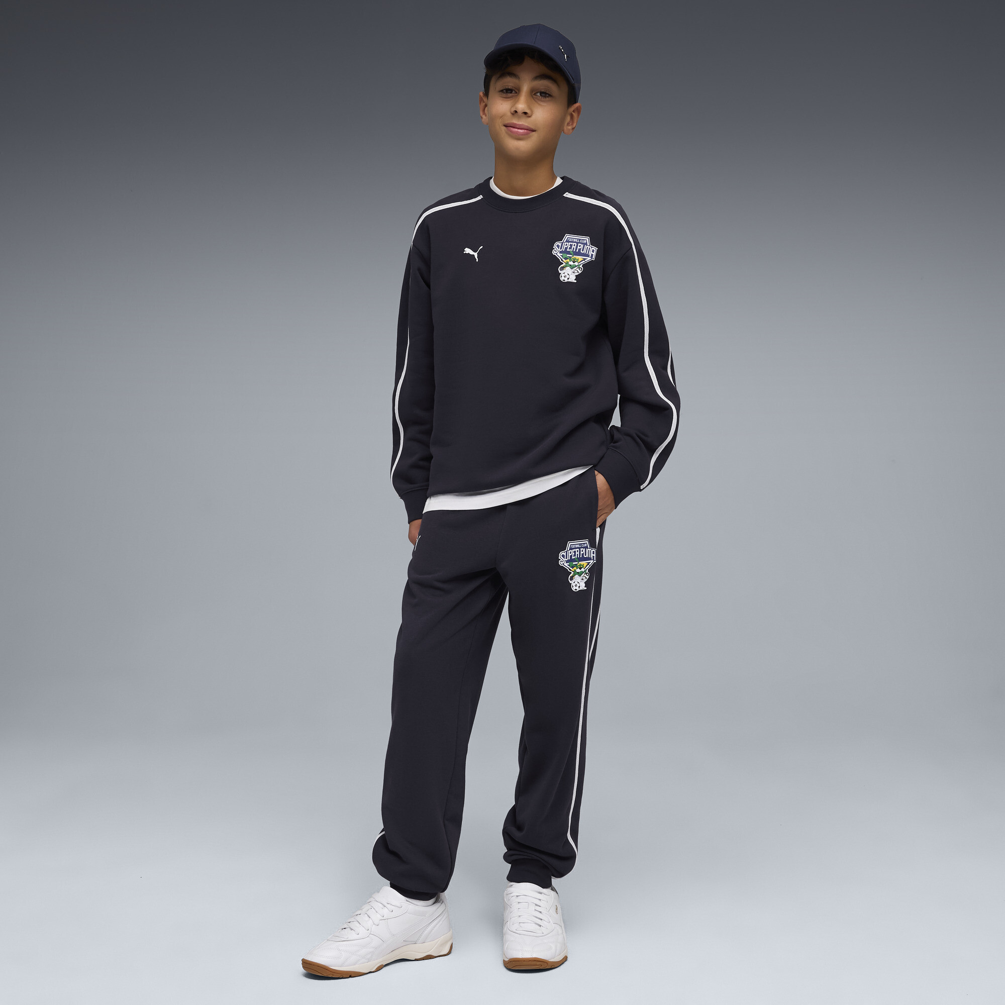 T7 Super PUMA relaxed grafisch sweatshirt voor Heren, Blauw, Maat 7-8Y thumbnail 2