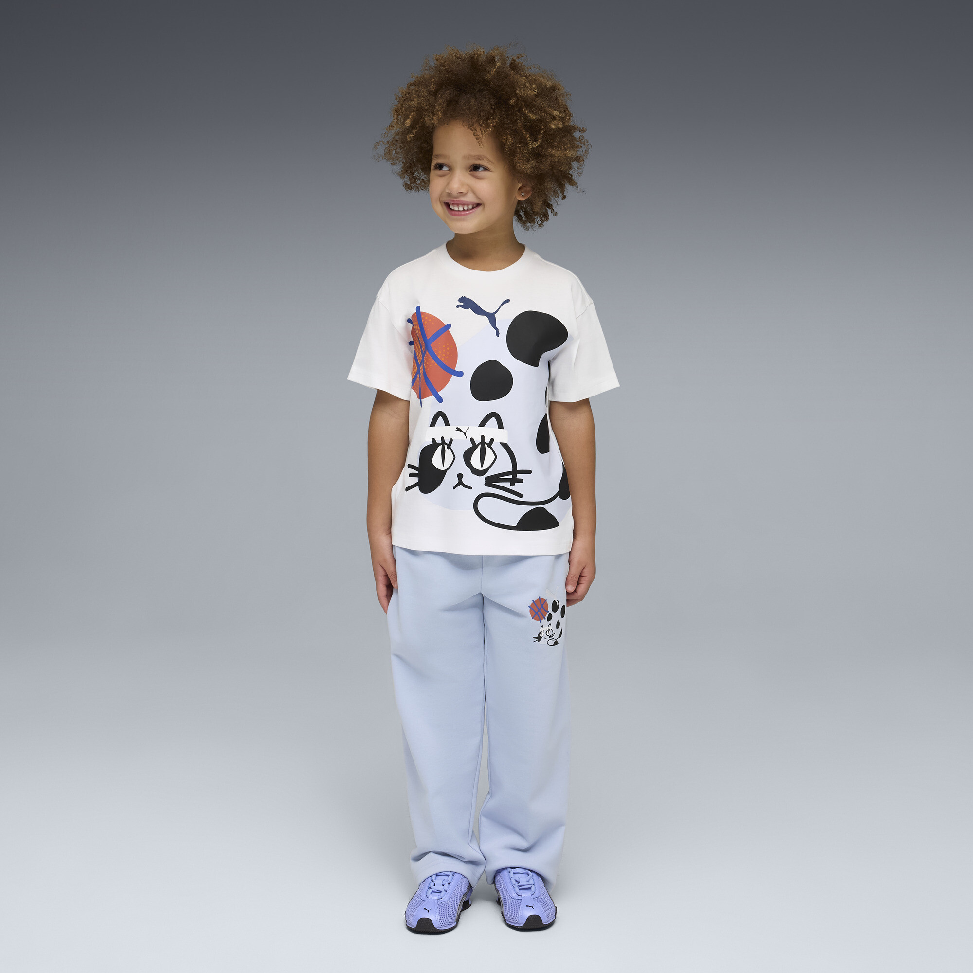 PUMA Sporty Cats relaxed T-shirt met afbeelding, Wit, Maat 6-7Y thumbnail 2