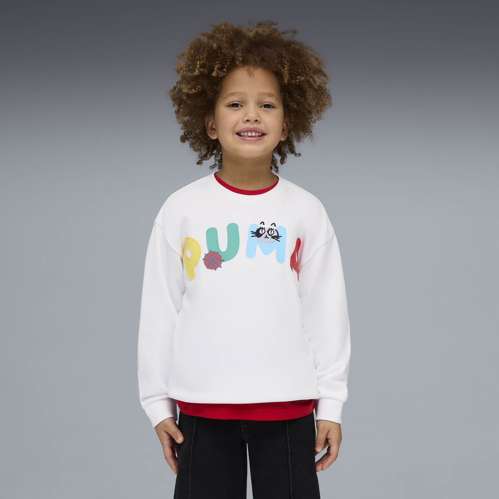 PUMA Sporty Cats relaxed sweatshirt, Wit, Maat 6-7Y thumbnail 4