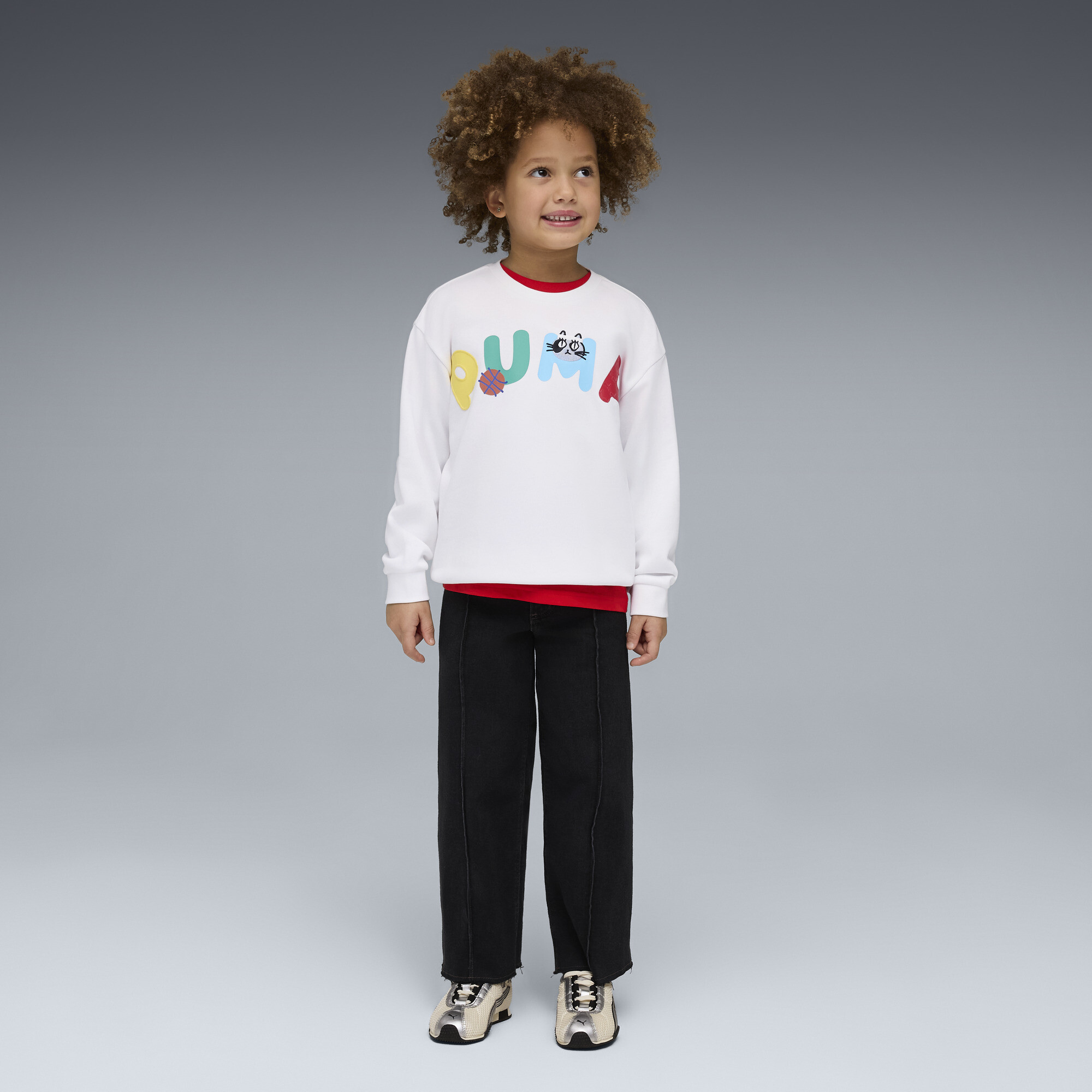 PUMA Sporty Cats relaxed sweatshirt, Wit, Maat 6-7Y thumbnail 2