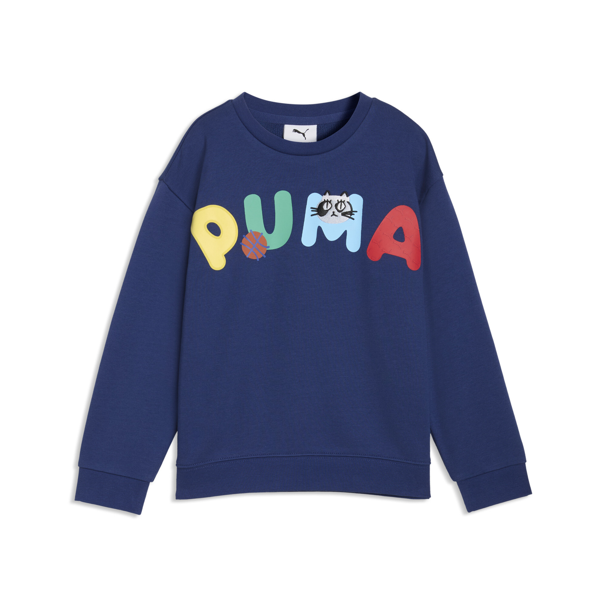 PUMA Sporty Cats relaxed sweatshirt, Blauw, Maat 3-4Y