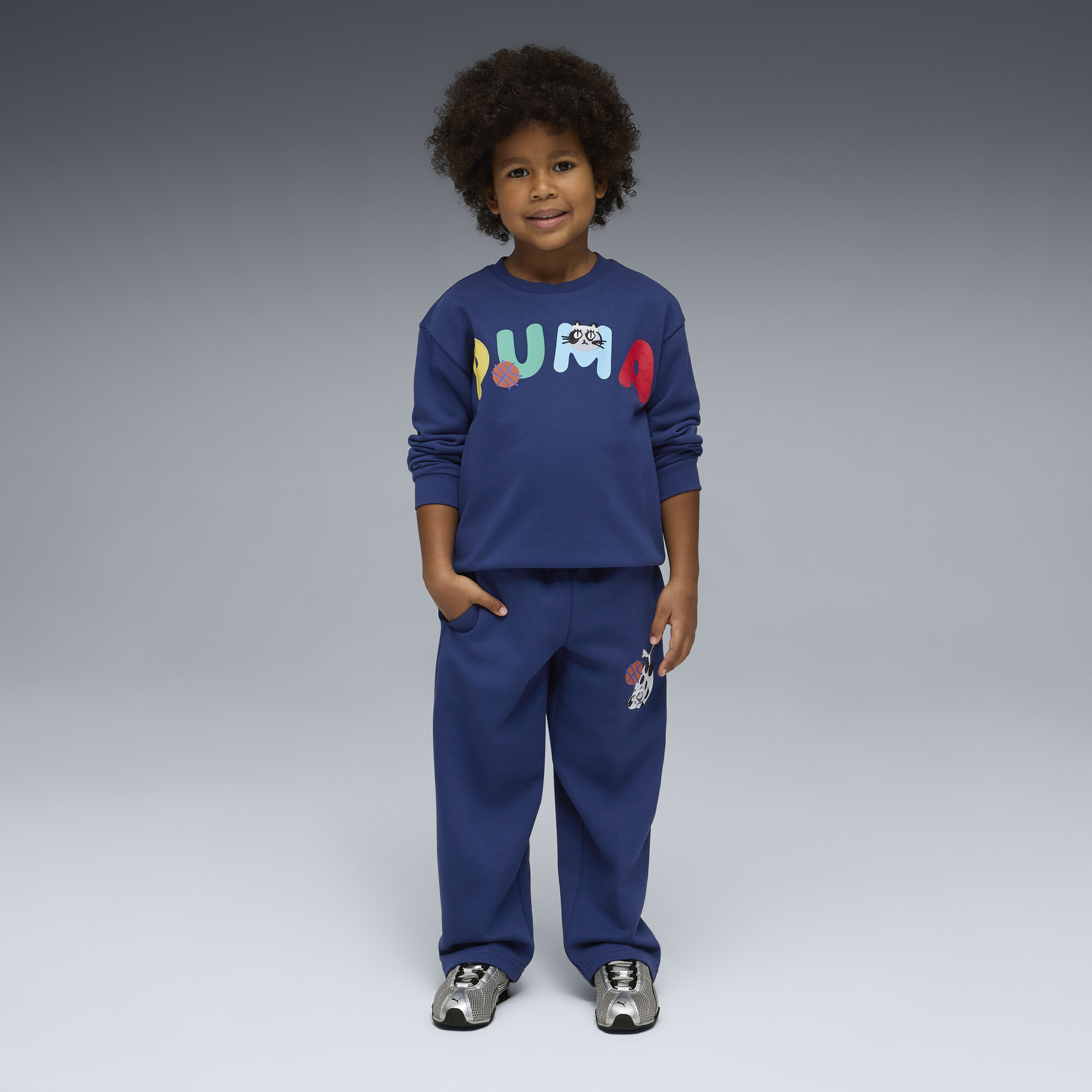 PUMA Sporty Cats relaxte sweatpants, Blauw, Maat 3-4Y thumbnail 2