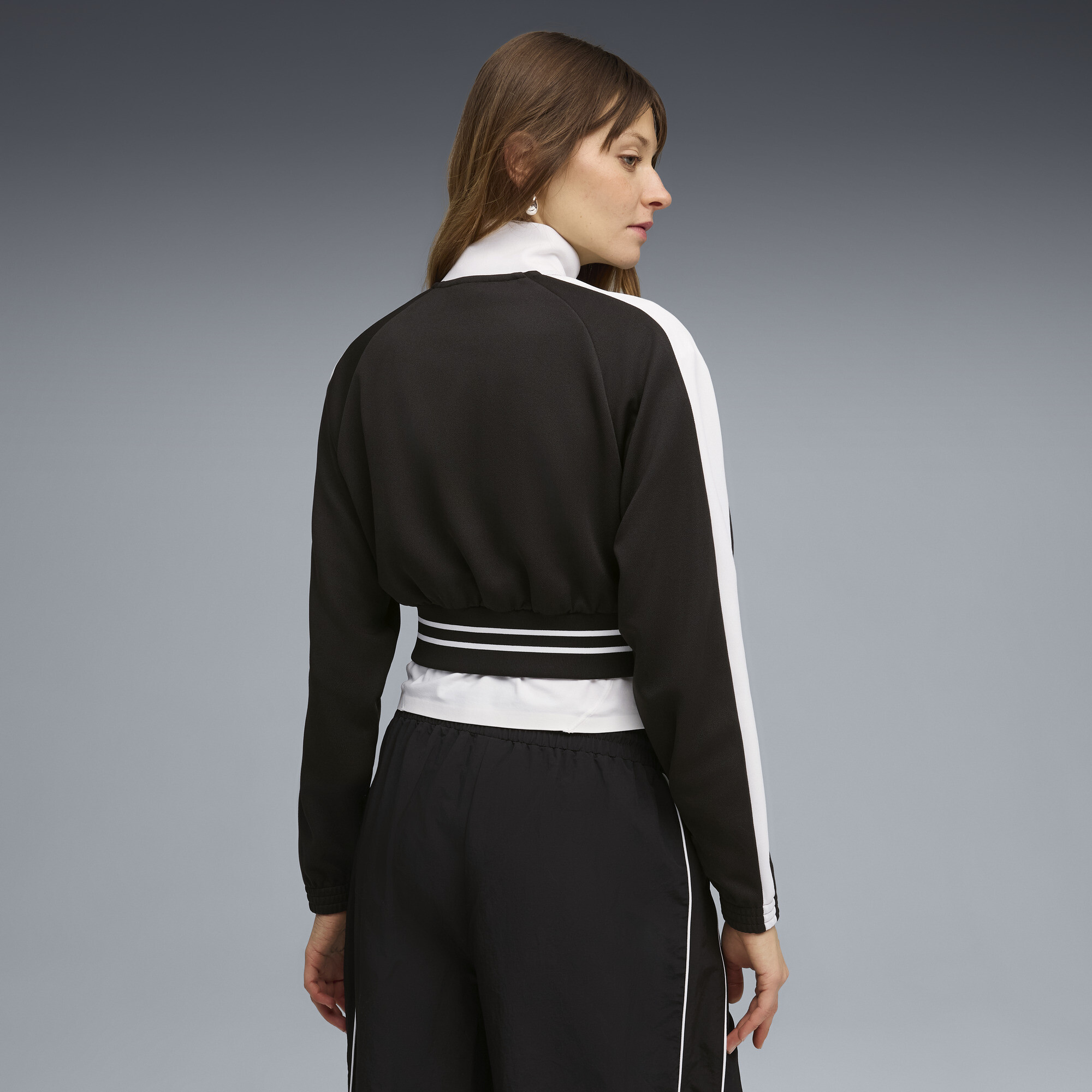 PUMA T7 relaxed cropped trainingsjack voor Dames, Zwart, Maat XL thumbnail 5