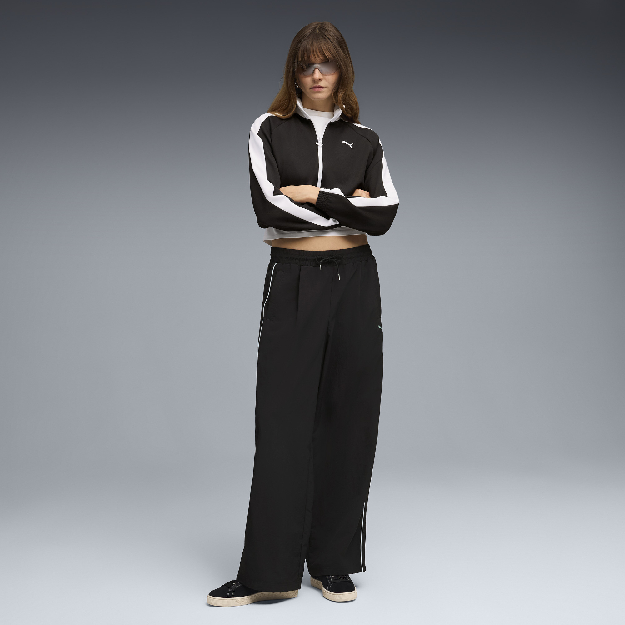 PUMA T7 relaxed cropped trainingsjack voor Dames, Zwart, Maat XL thumbnail 4