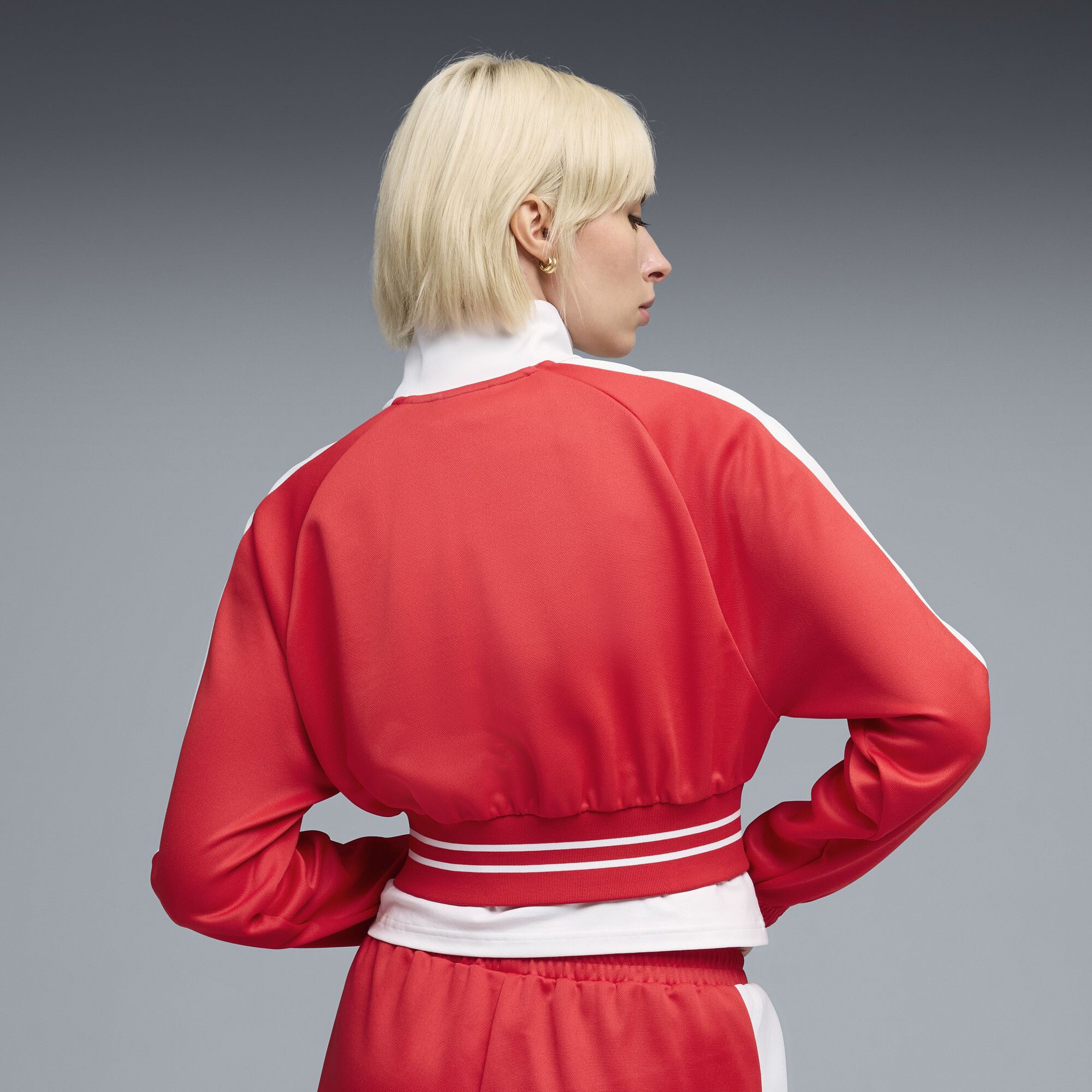 PUMA T7 relaxed cropped trainingsjack voor Dames, Rood, Maat XL thumbnail 5