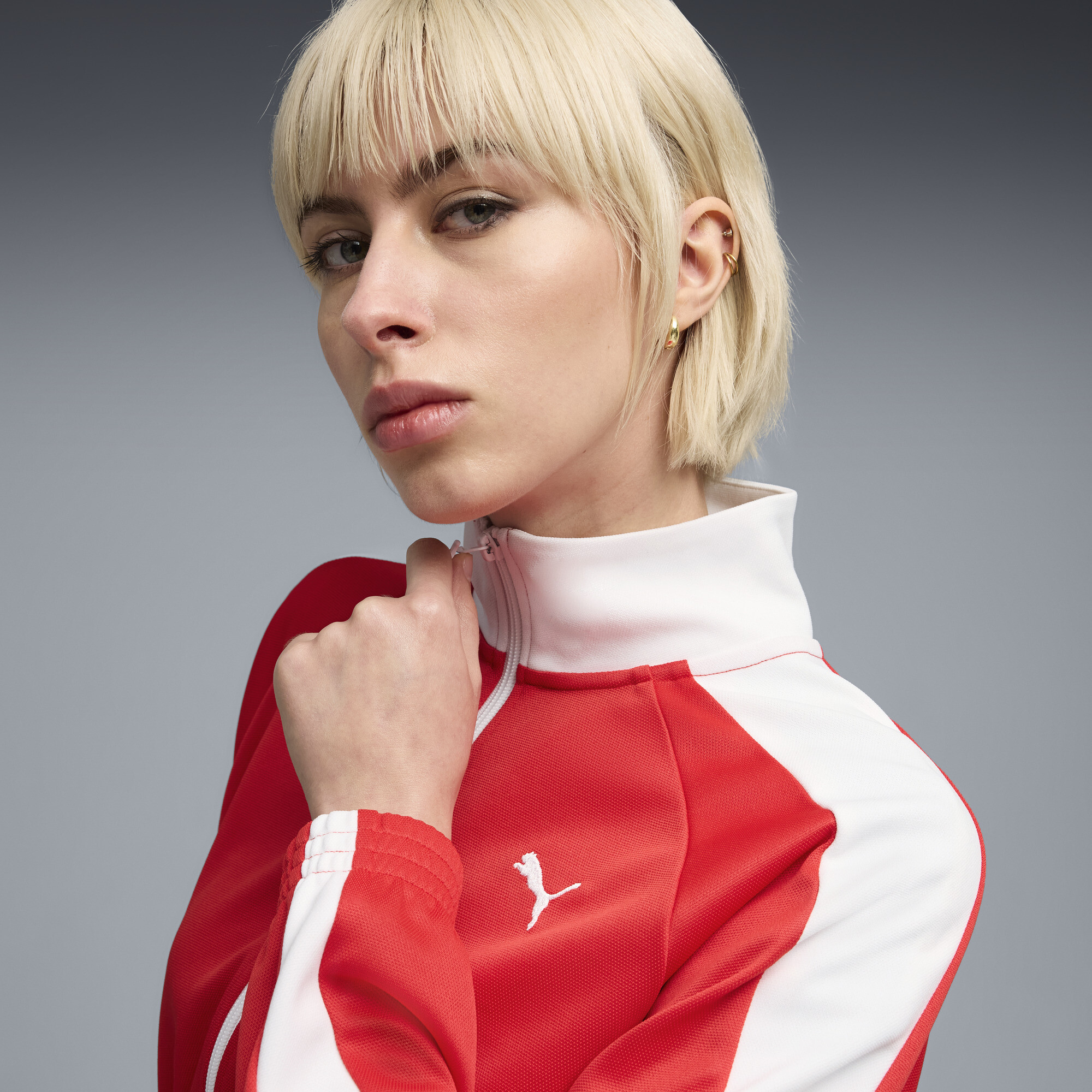 PUMA T7 relaxed cropped trainingsjack voor Dames, Rood, Maat XL thumbnail 4