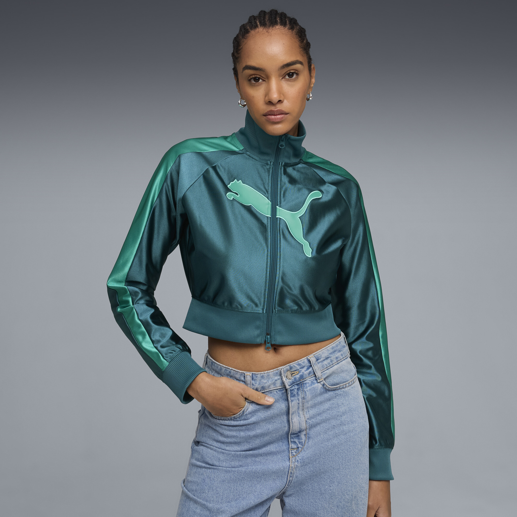 FUTURE.PUMA.ARCHIVE T7 cropped trainingsjack voor Dames, Maat M