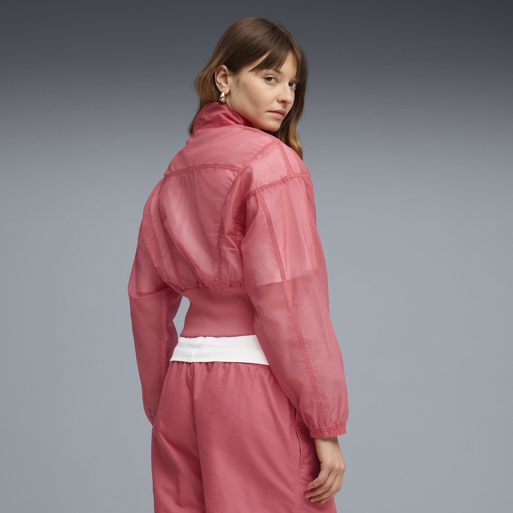 PUMA Dare To oversized geweven jack voor Dames, Roze, Maat L thumbnail 5