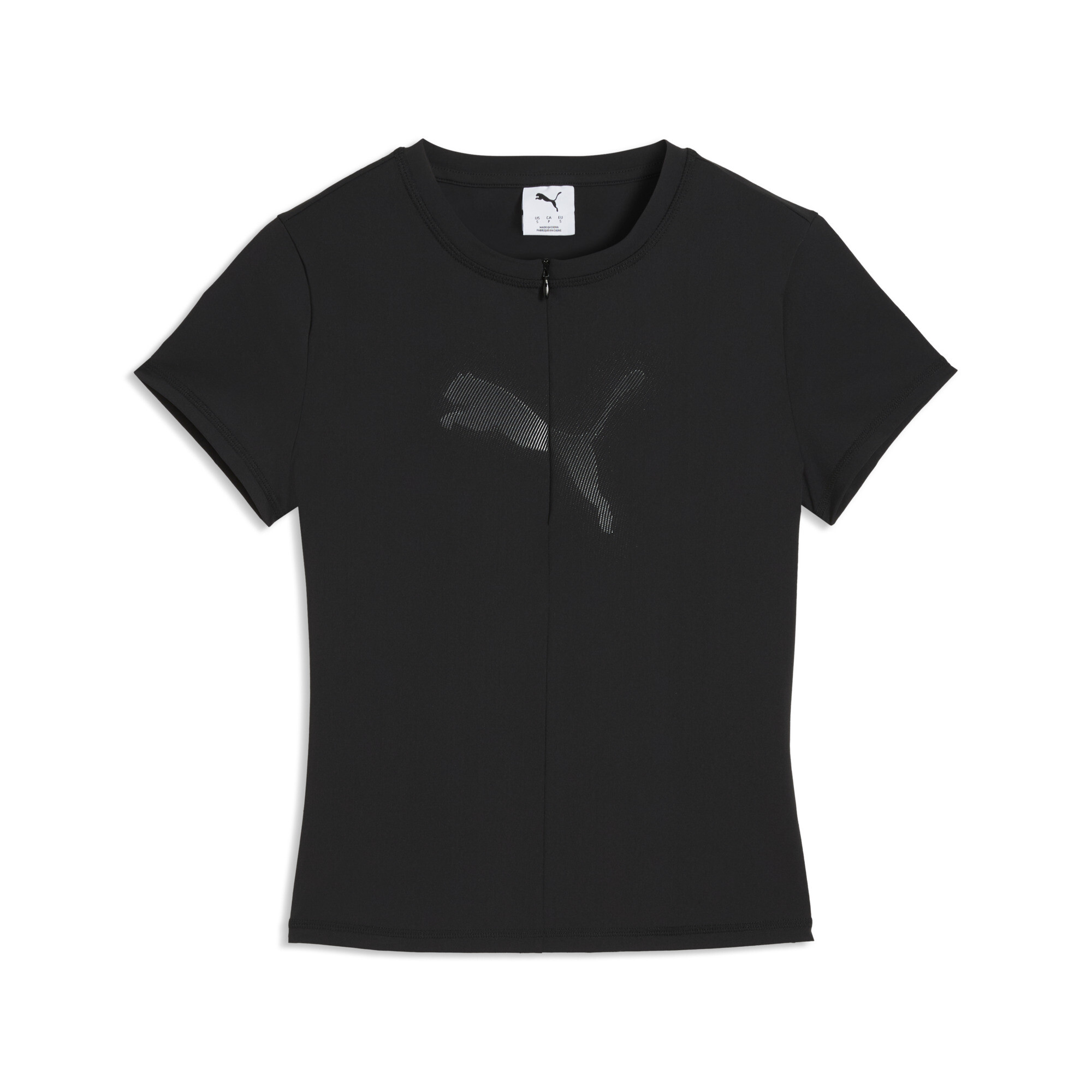 PUMA Dare To T-shirt met opdruk en halve rits voor Dames, Zwart, Maat S