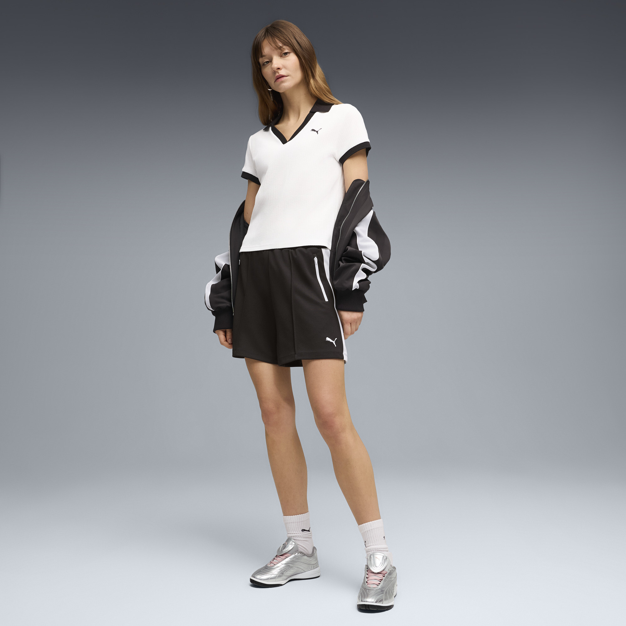 PUMA T7 Pintuck 4"short voor Dames, Zwart, Maat L thumbnail 4