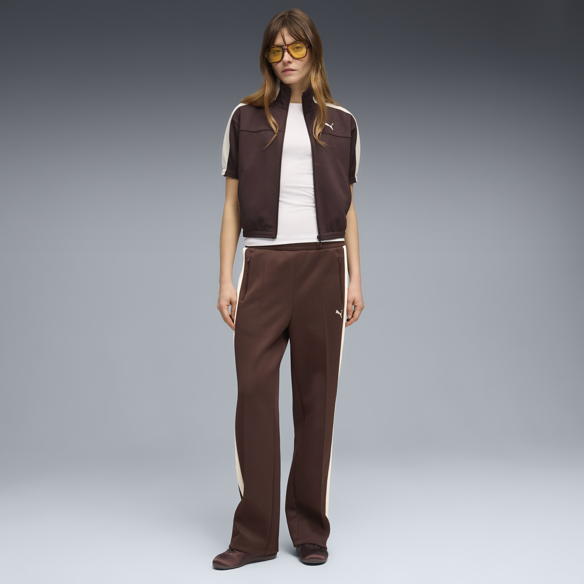 PUMA T7 trainingsjack met doorlopende rits voor Dames, Bruin, Maat XL thumbnail 4