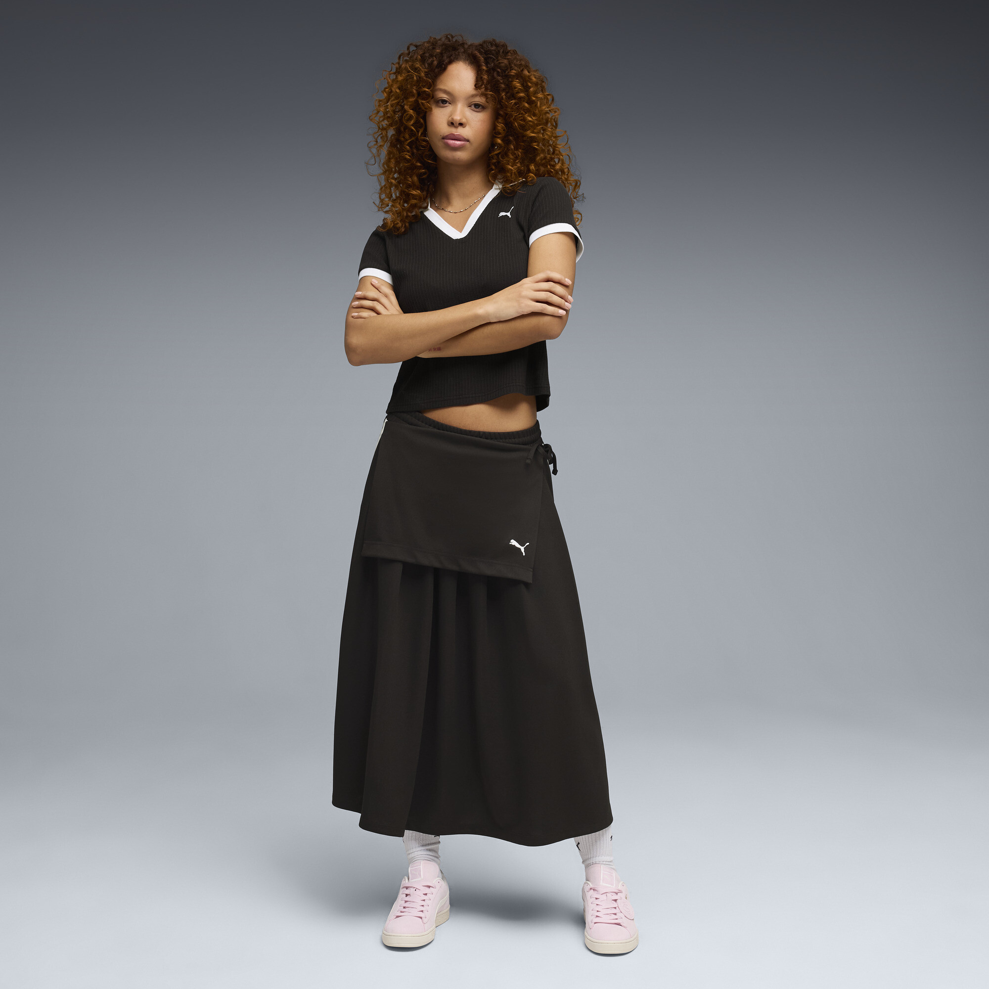 PUMA T7 Midi plooirok voor Dames, Zwart, Maat L thumbnail 4