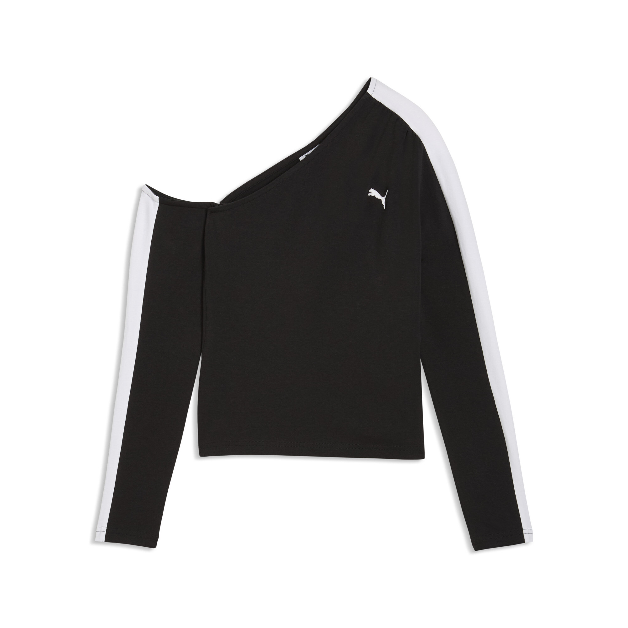 PUMA T7 asymmetrische top voor Dames, Zwart, Maat S thumbnail 3