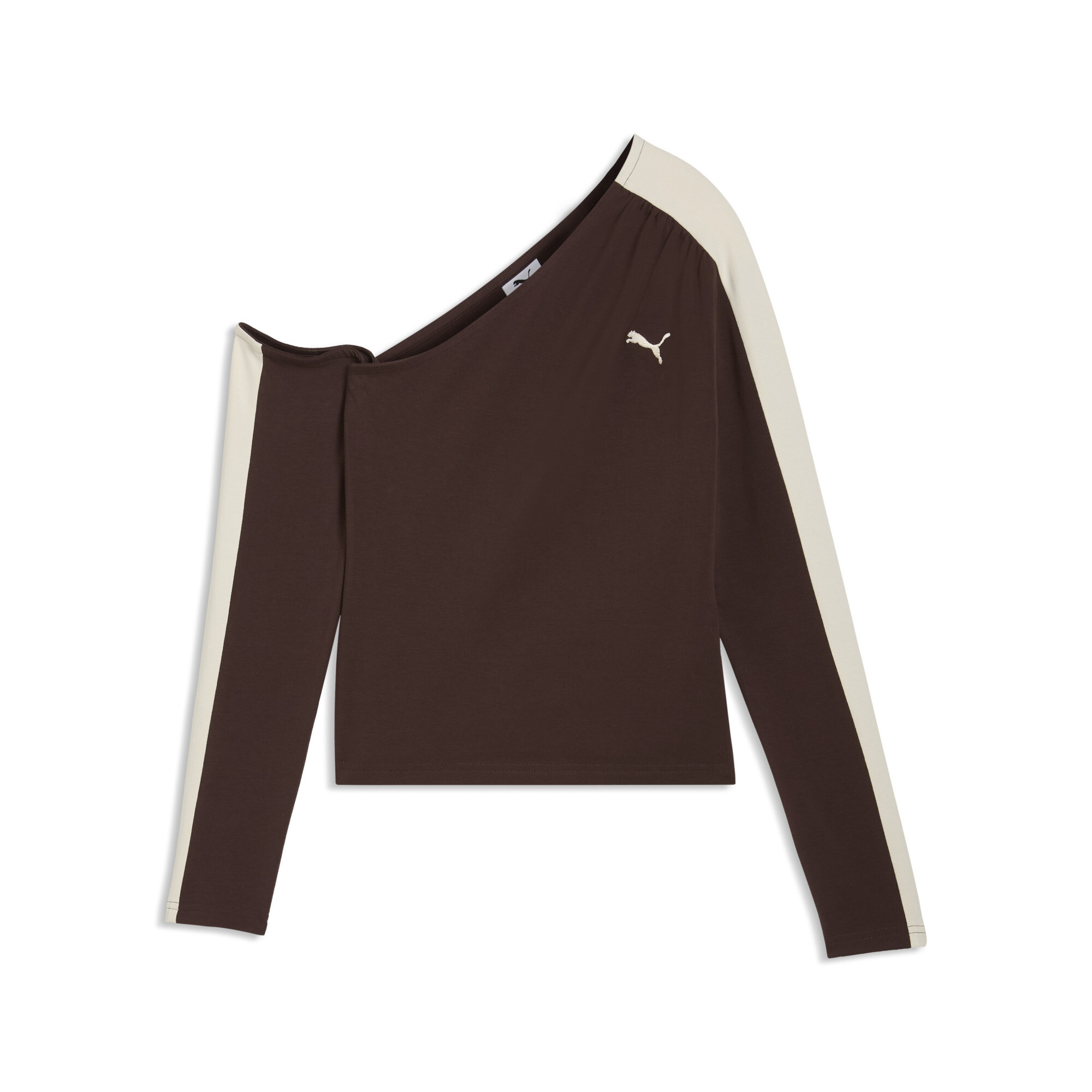 PUMA T7 asymmetrische top voor Dames, Bruin, Maat S thumbnail 3