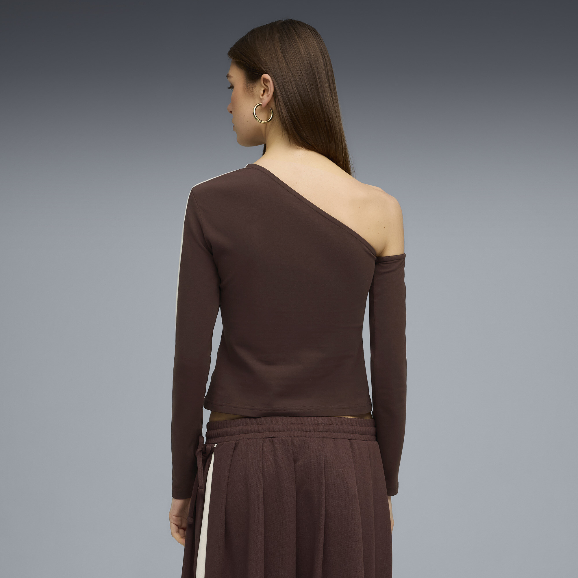 PUMA T7 asymmetrische top voor Dames, Bruin, Maat S thumbnail 5