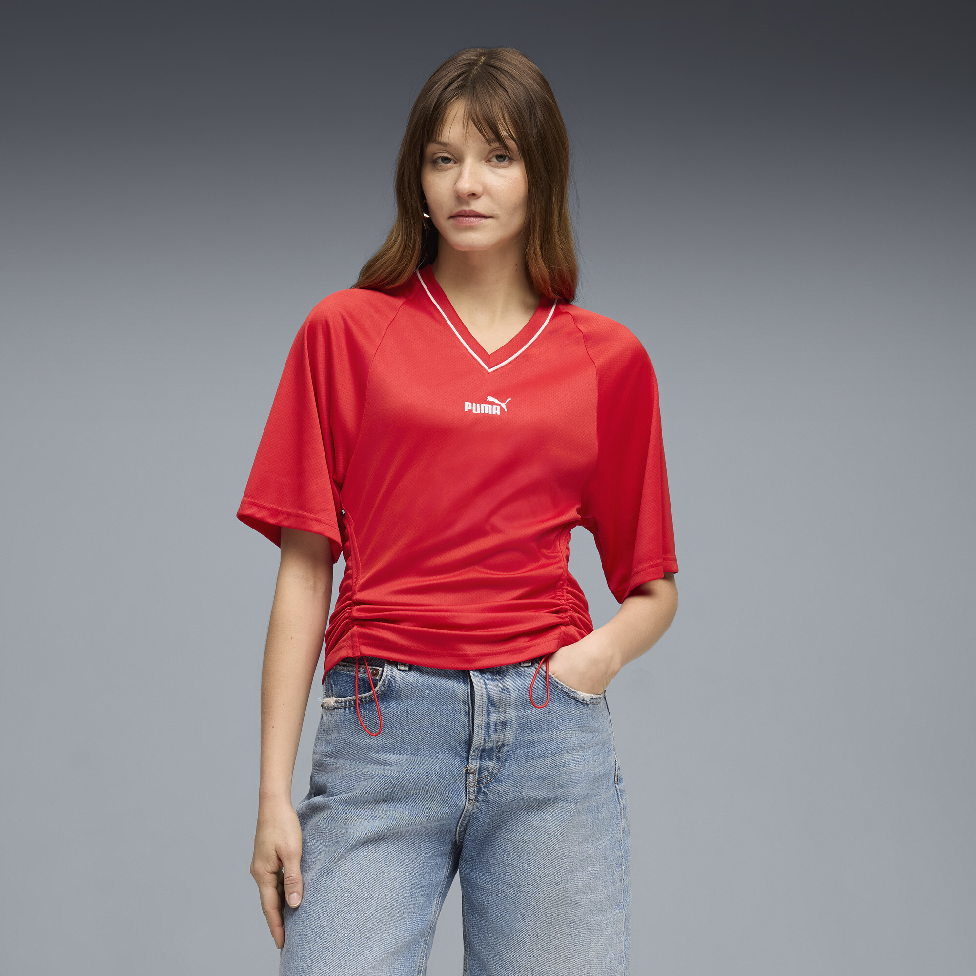 FUTURE.PUMA.ARCHIVE Women's Slim Soccer Jersey in Red, Size M