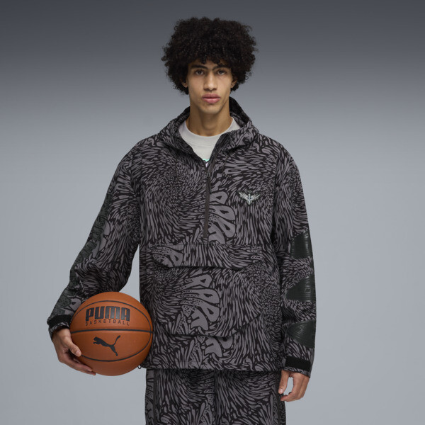 Campera PUMA rompeviento plegable Melo World para Hombre En Crystal Negro/Aop