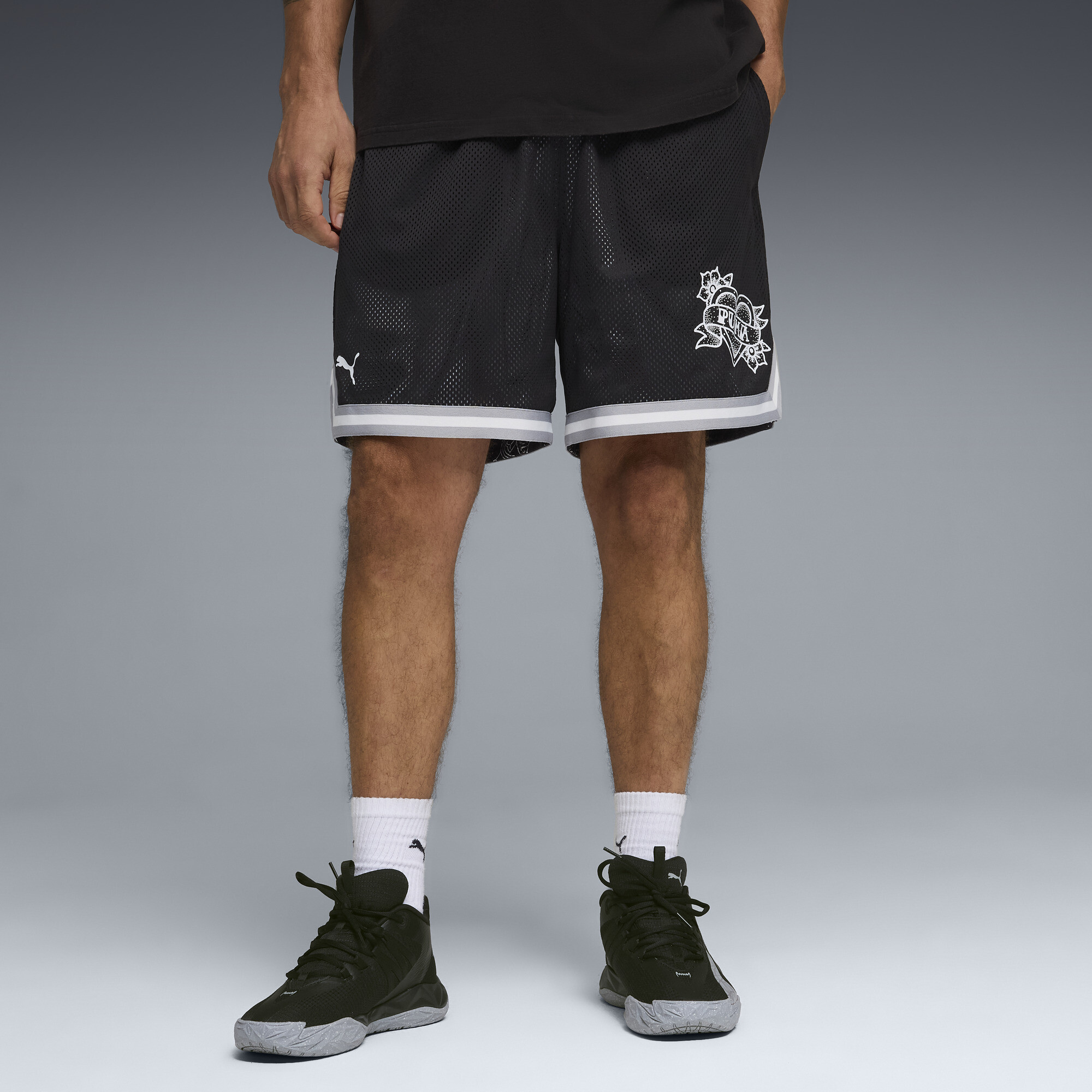 PUMA Swish N'Ink omkeerbare gebreide short voor Heren, Zwart, Maat 4XL thumbnail 6