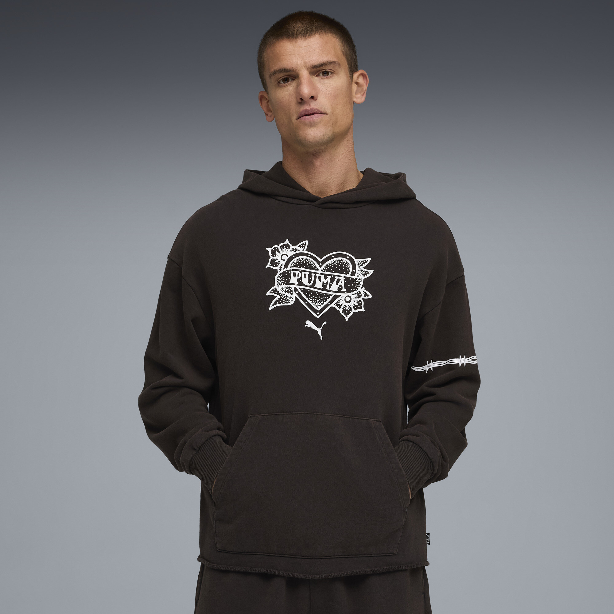 PUMA Hoodie de basketball décontracté Swish N'Ink II Homme Vêtements