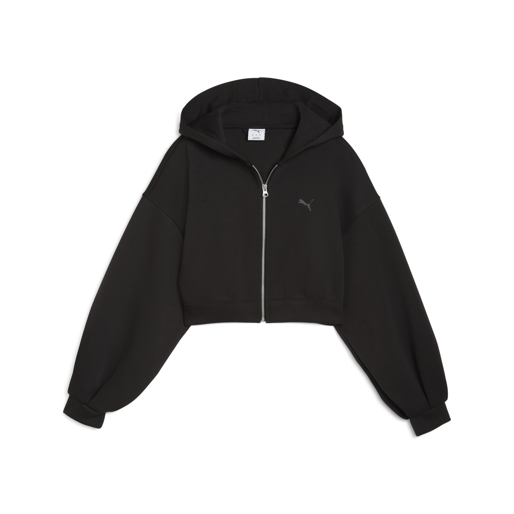 Puma Wardrobe Essentials Sports Legacy Cropped Kapuzenjacke Damen | Mit Plain | Black | Größe: M