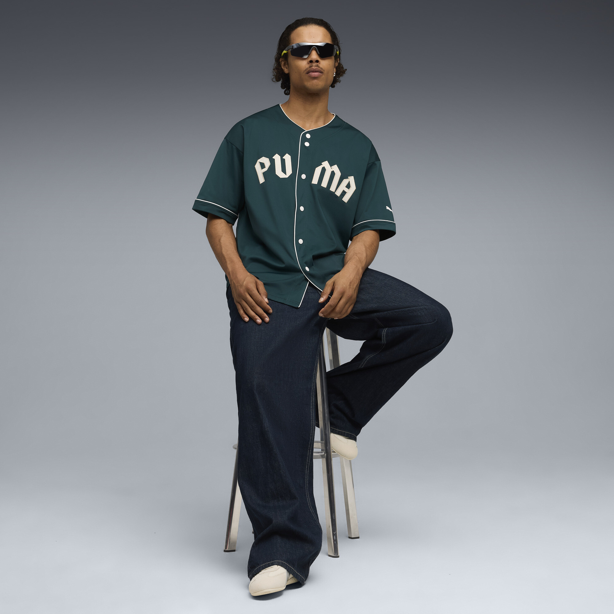 PUMA Oversized basebalshirt voor Heren, Groen, Maat L thumbnail 6