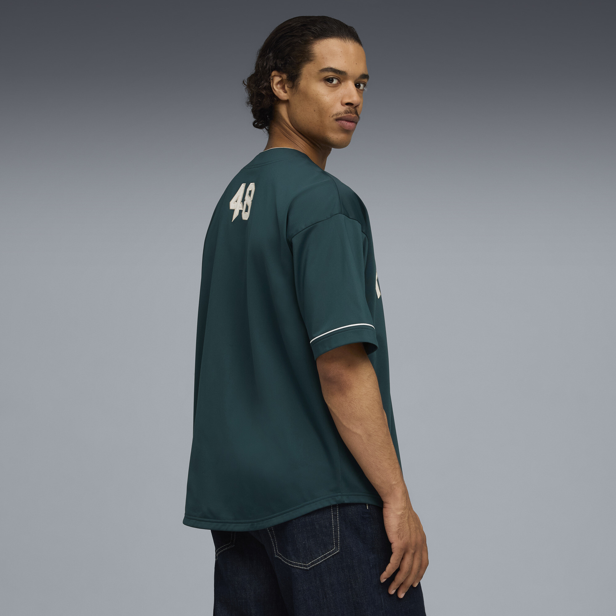 PUMA Oversized basebalshirt voor Heren, Groen, Maat L thumbnail 5