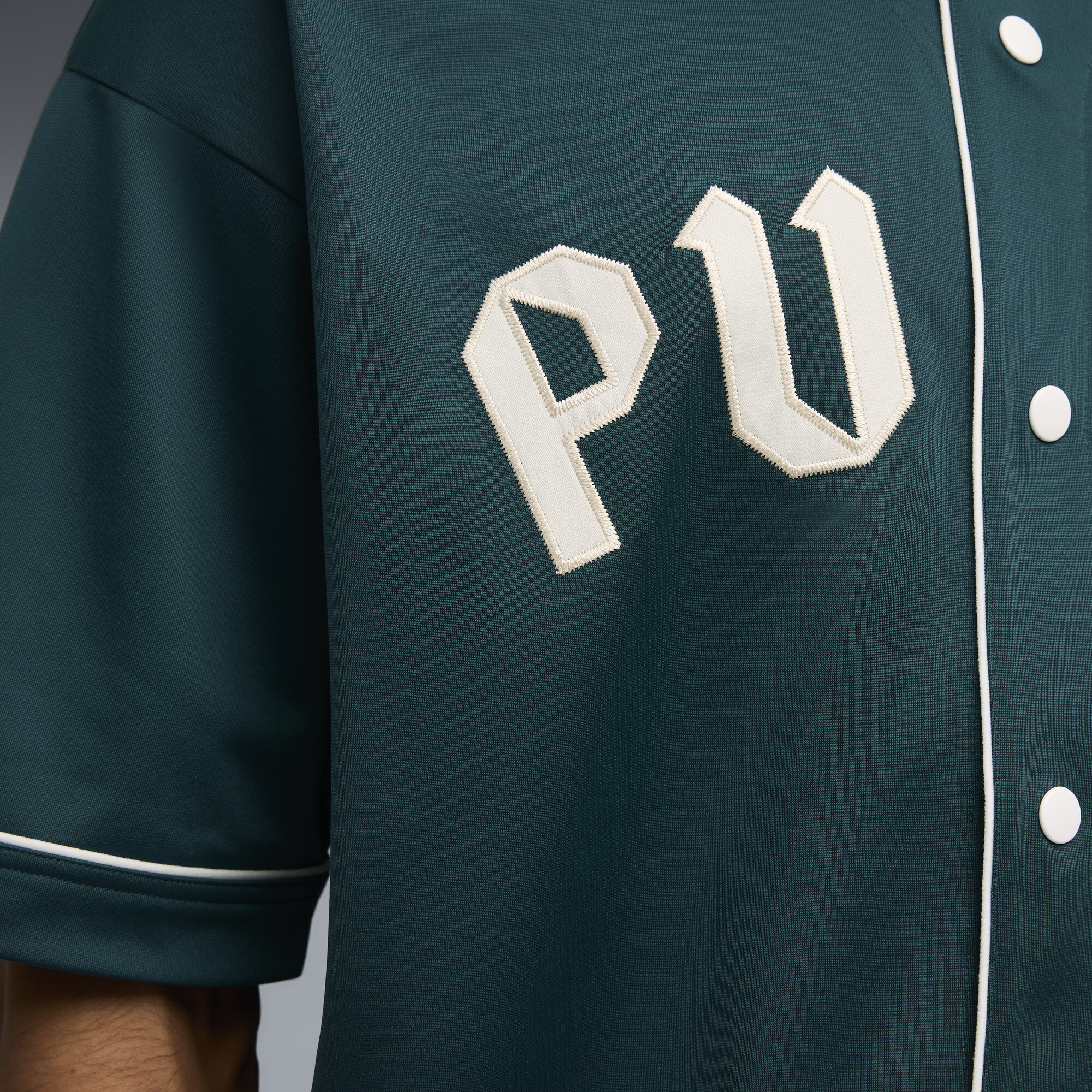 PUMA Oversized basebalshirt voor Heren, Groen, Maat L thumbnail 4