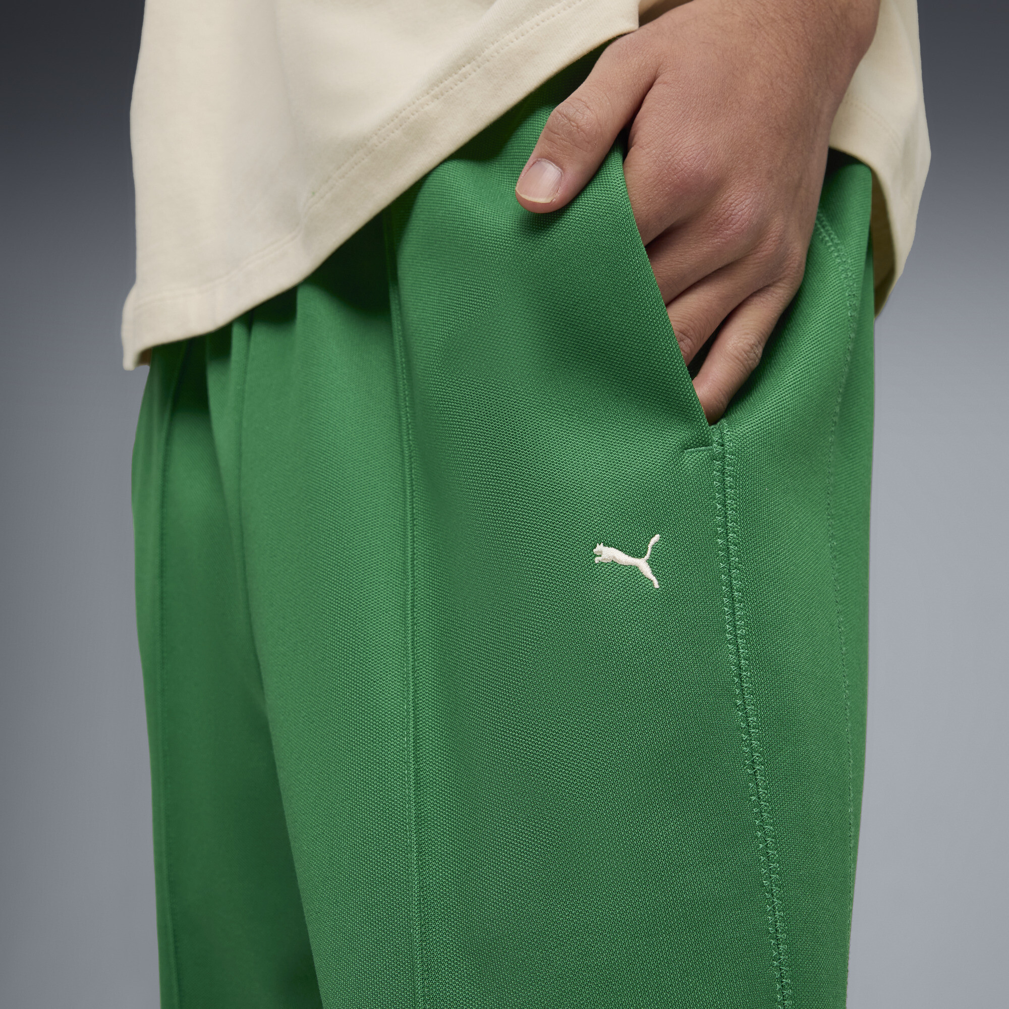 PUMA T7 trainingsbroek voor Heren, Groen, Maat XS thumbnail 4