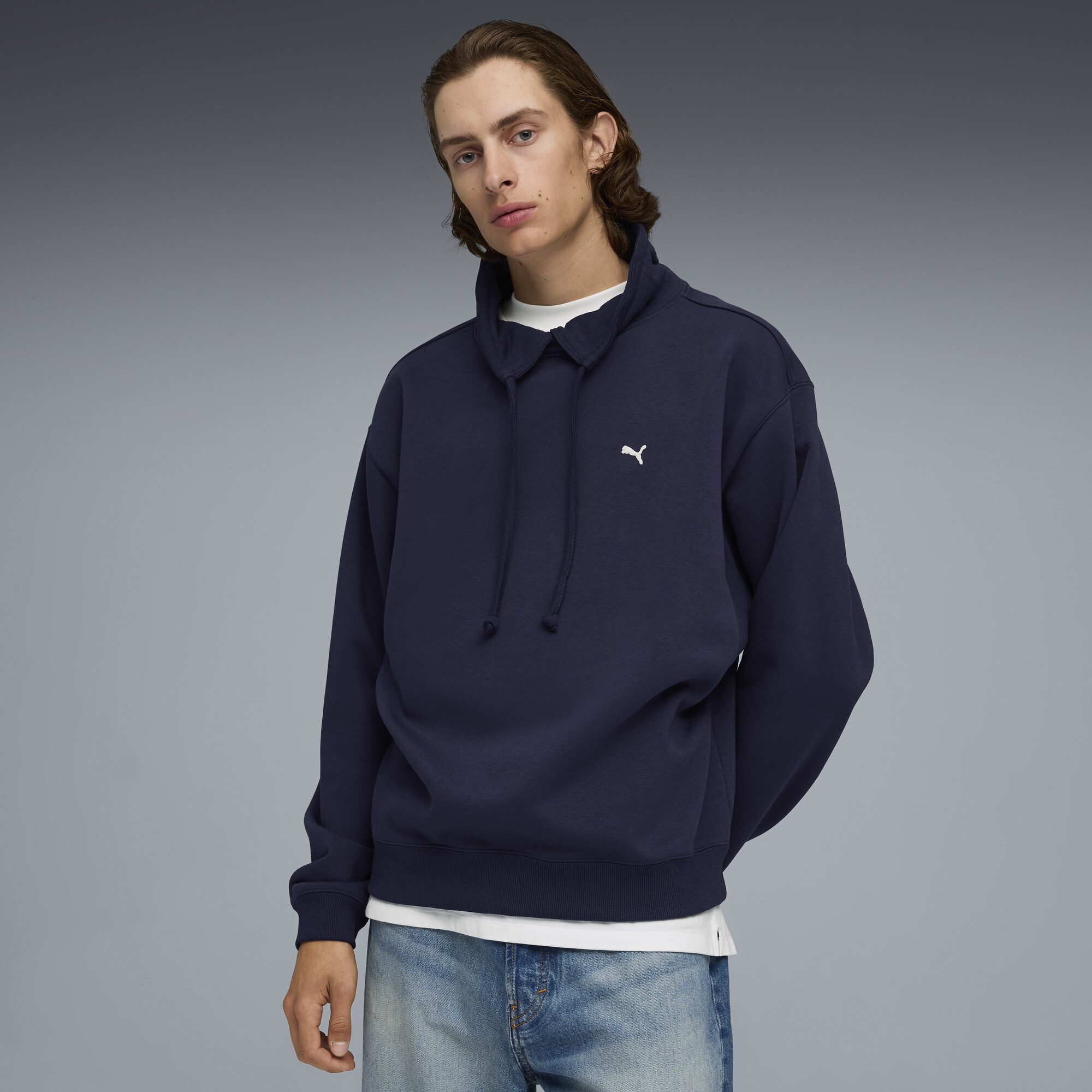 PUMA SELECT Essentials Men's Crew Neck Sweatshirt in Blue, Size S