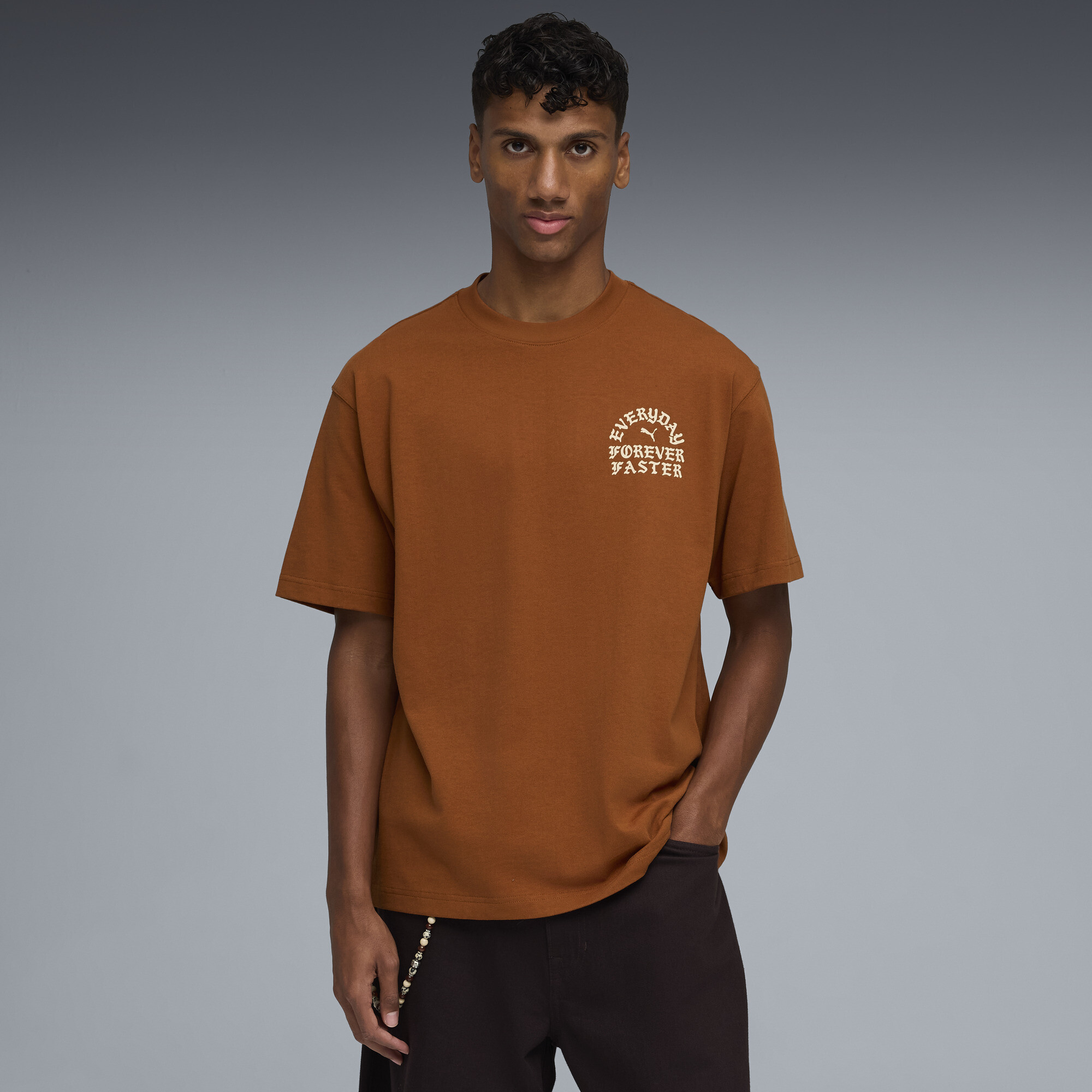 PUMA.NOW Men's T-Shirt in Brown, Size S
