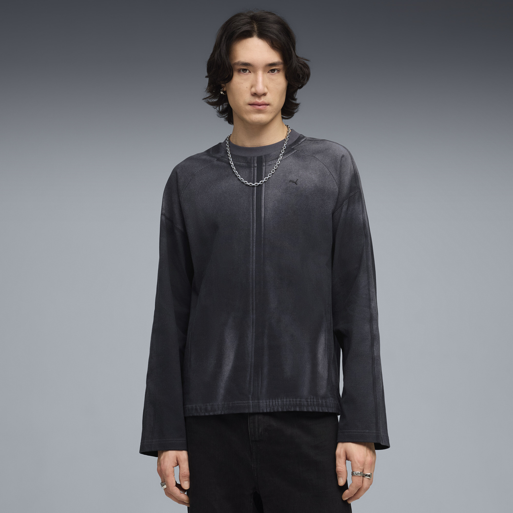 PUMA T7 Men's Long Sleeve Shirt in Black, Size L